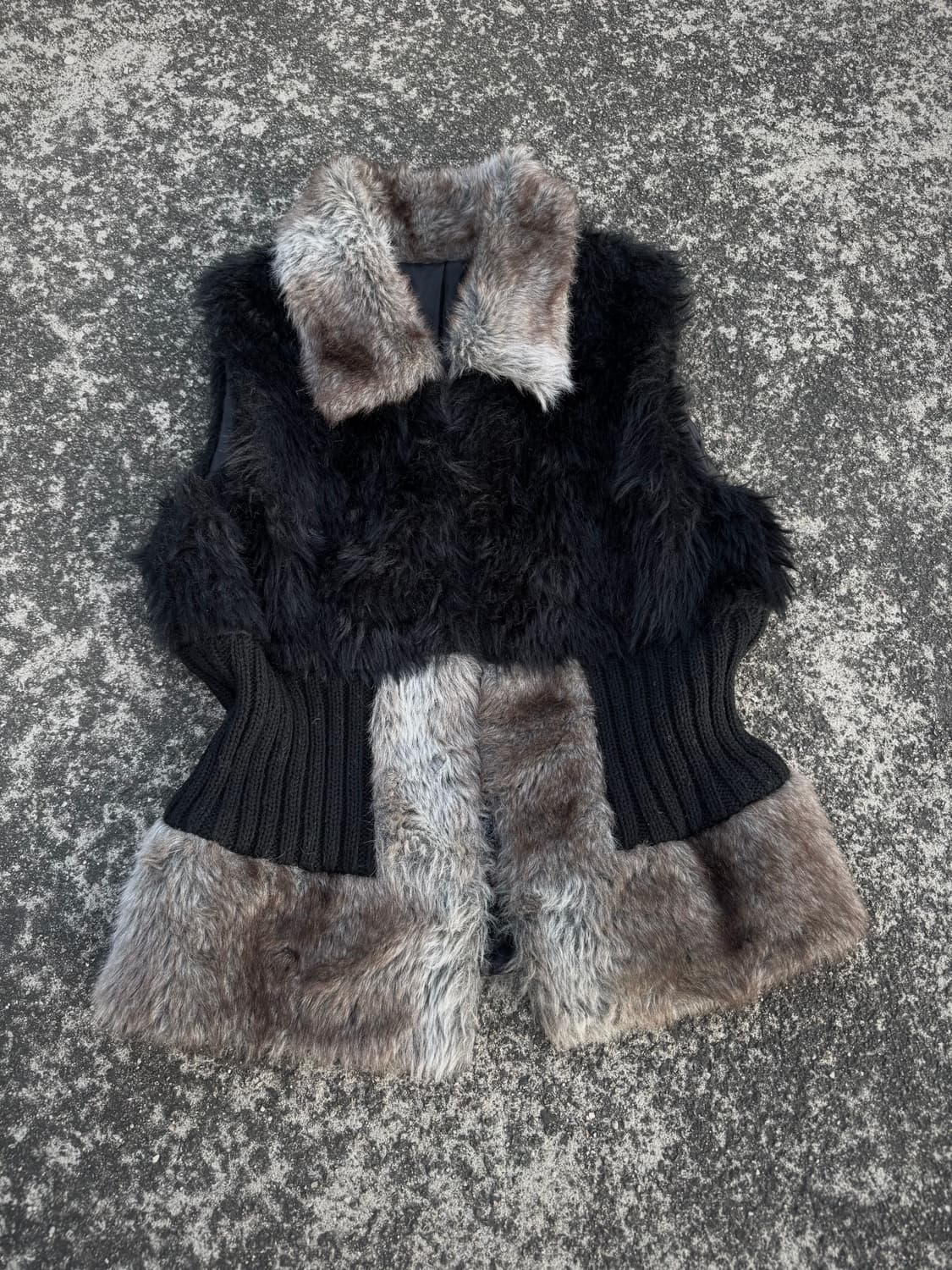 Black Fur Knit Vest 상품이미지2