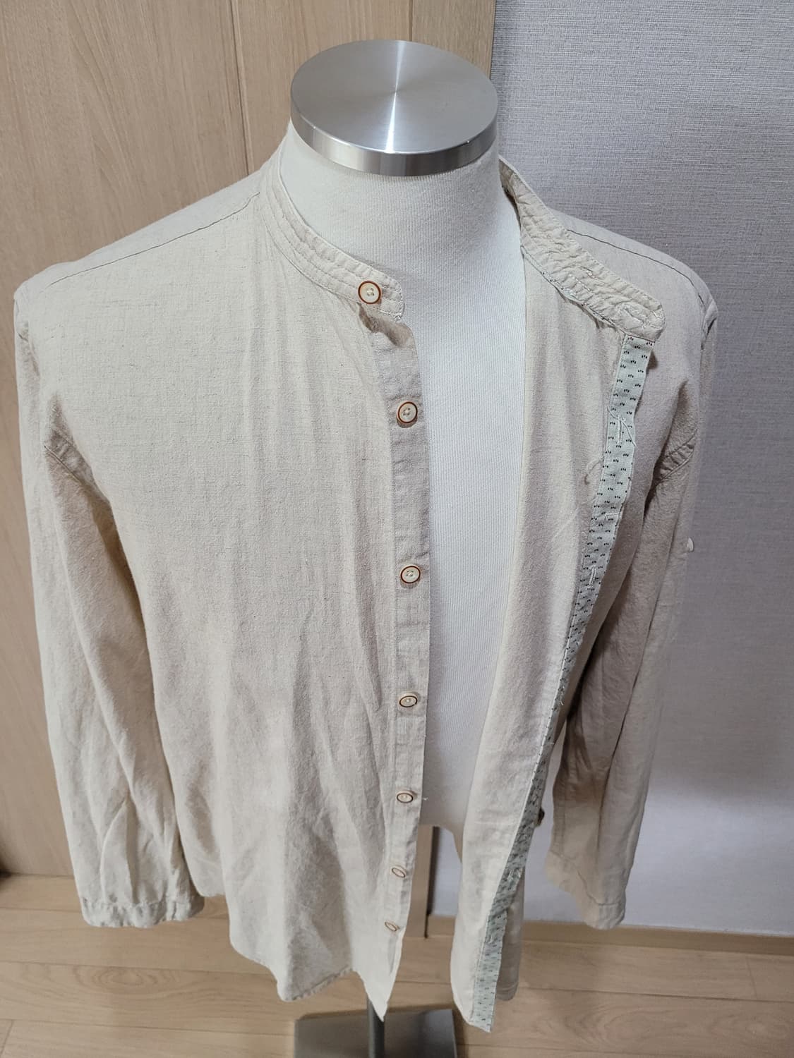 자라맨 ZARAMAN 린넨 헨리넥 셔츠 105 로우화이트(미색) 상품이미지8