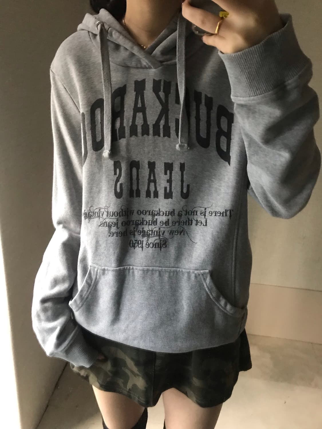 버카루 그레이 빈티지 후드티 상품이미지1