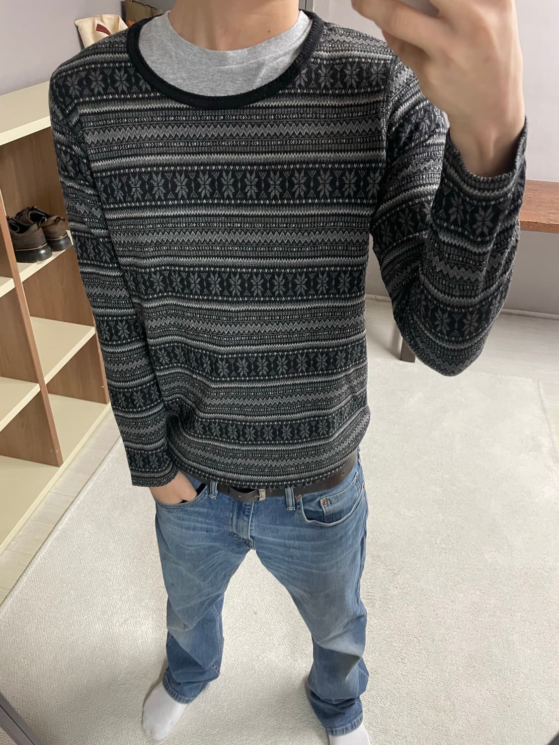 S) 아가일 니트 상품이미지1