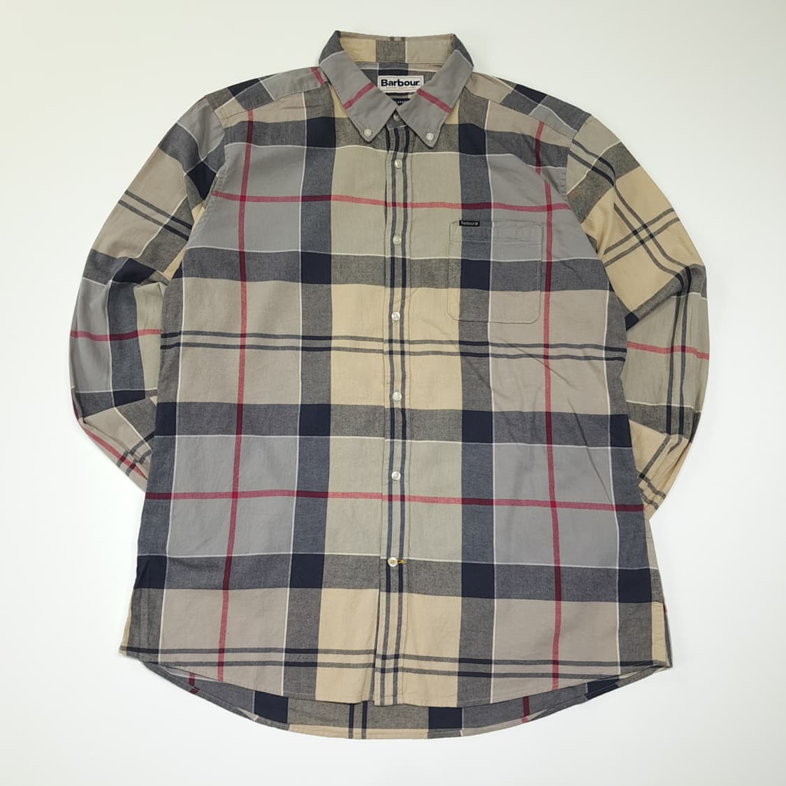 CL670 L 바버 클래식 타탄체크 버튼다운 베이지 셔츠 남방 상품이미지1