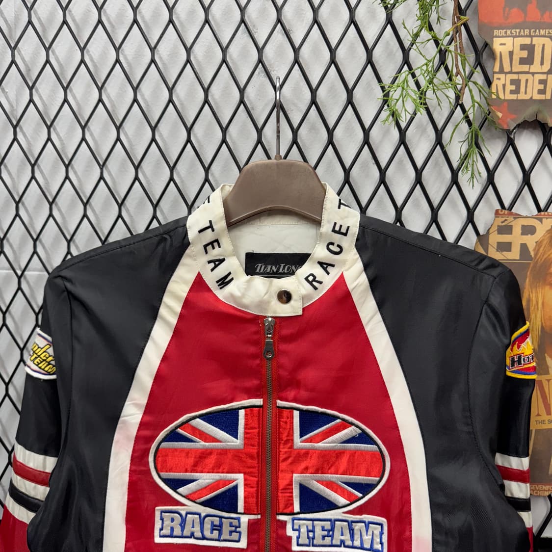 00s USA VINTAGE 크롭 레이싱자켓 패치워크 포인트 레드 블랙 상품이미지3