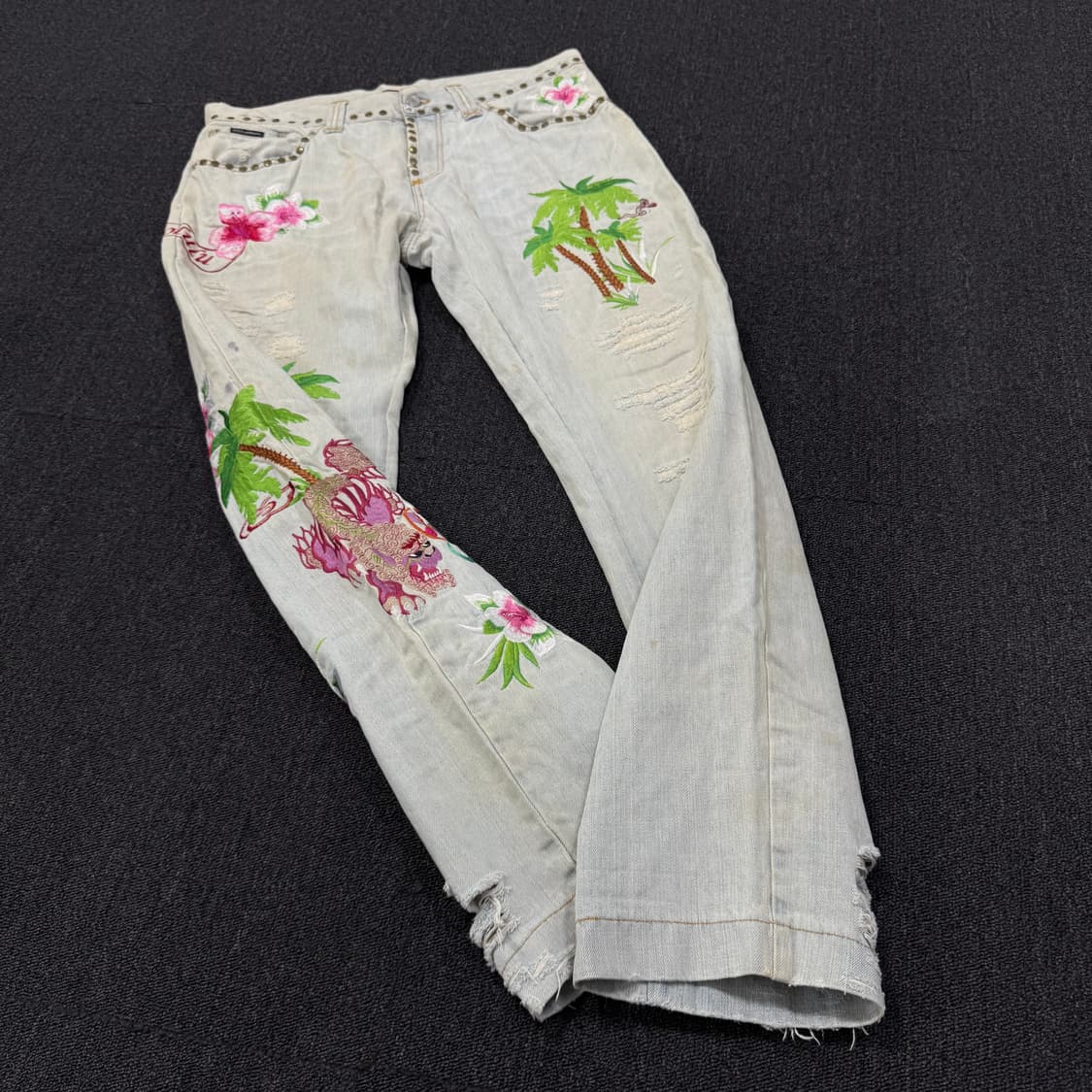 돌체앤가바나 자수 데미지 워싱 데님팬츠 상품이미지4