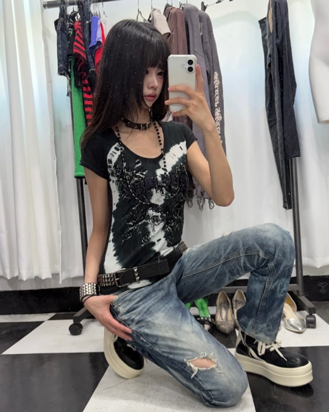 🎸블랙 & 화이트 디테일 티셔츠🎸 상품이미지1