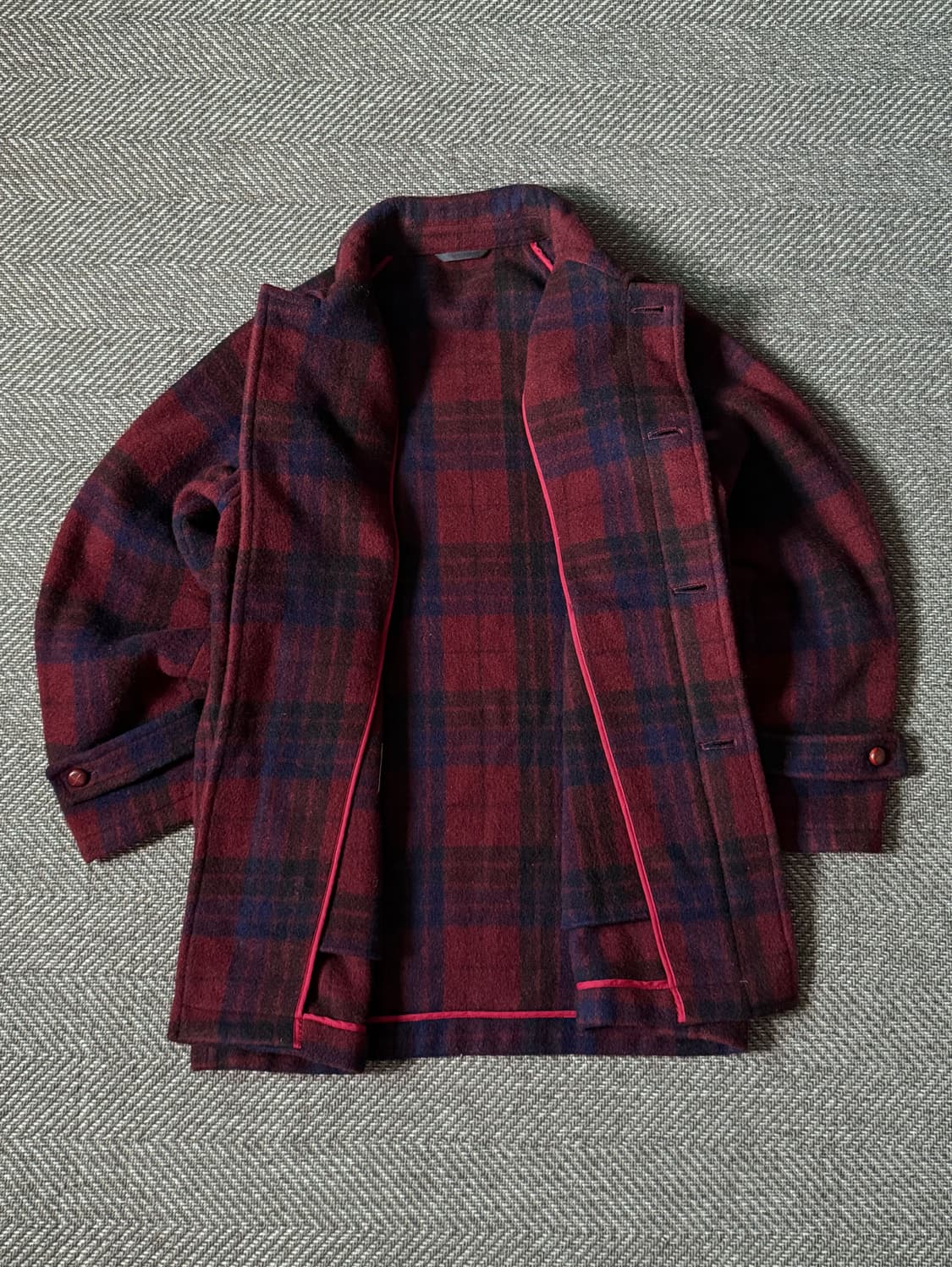 90s J.PRESS 제이프레스 울 체크 코트 (105-108) 상품이미지3