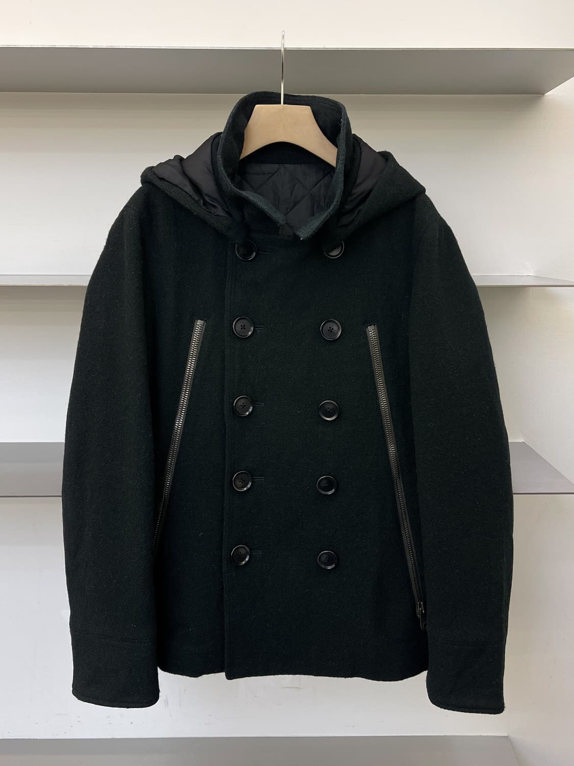 준 하시모토 더블 브레스티드 울 후드 자켓 상품이미지1