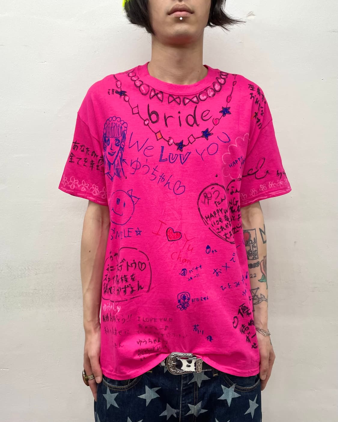 Hand-drawing Girl Doraemon Pink T-shirt  상품이미지1