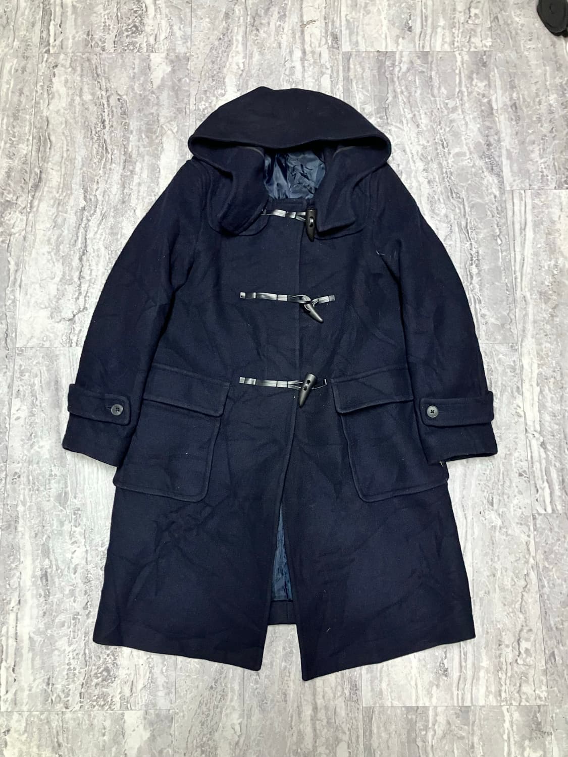 일본빈티지 올드스쿨아메카지 혁오풍 더플후디코트 네이비 상품이미지1