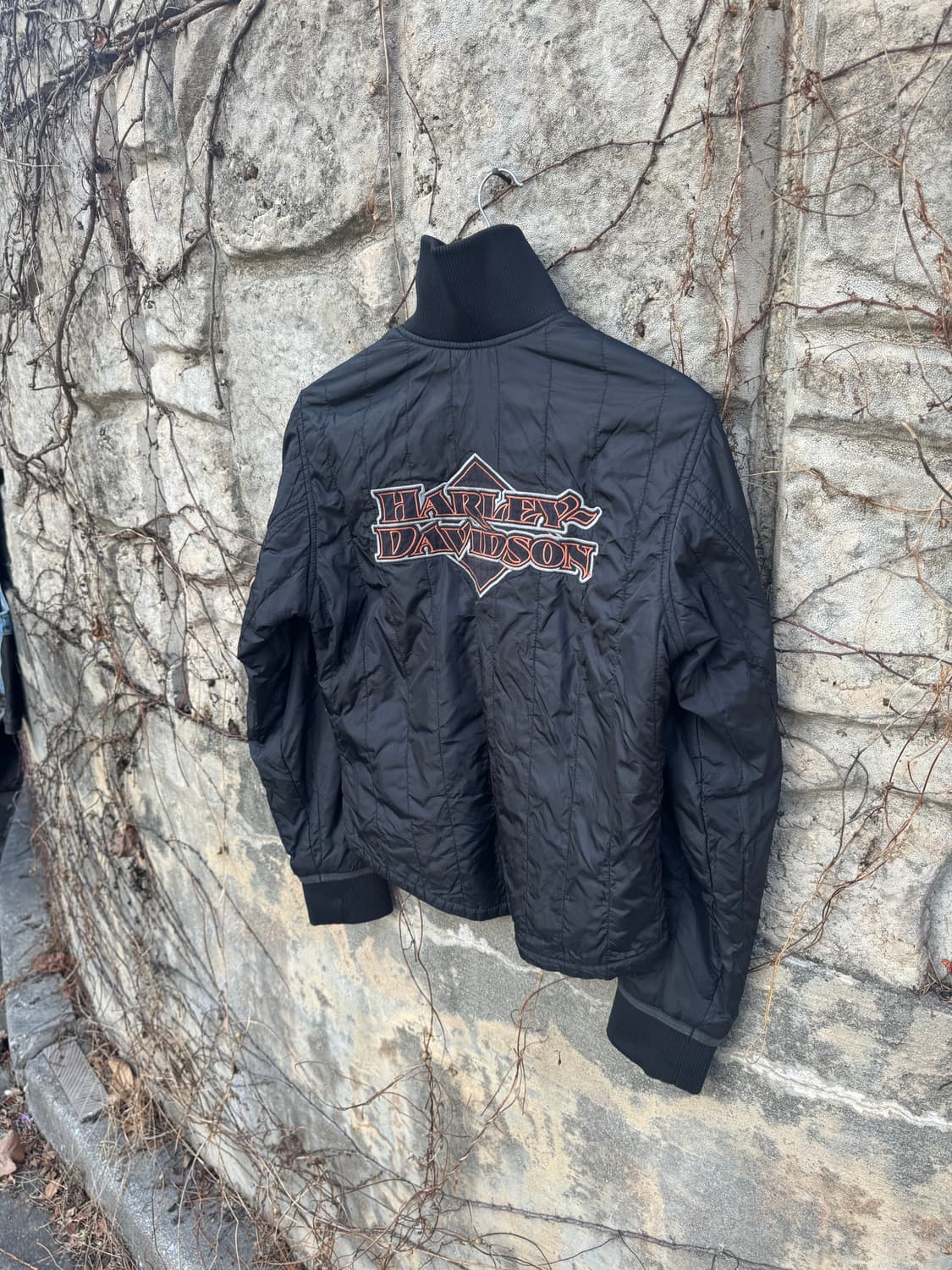 할리데이비슨 빈티지 퀄팅 패딩 봄버 자켓 블랙 m 상품이미지4