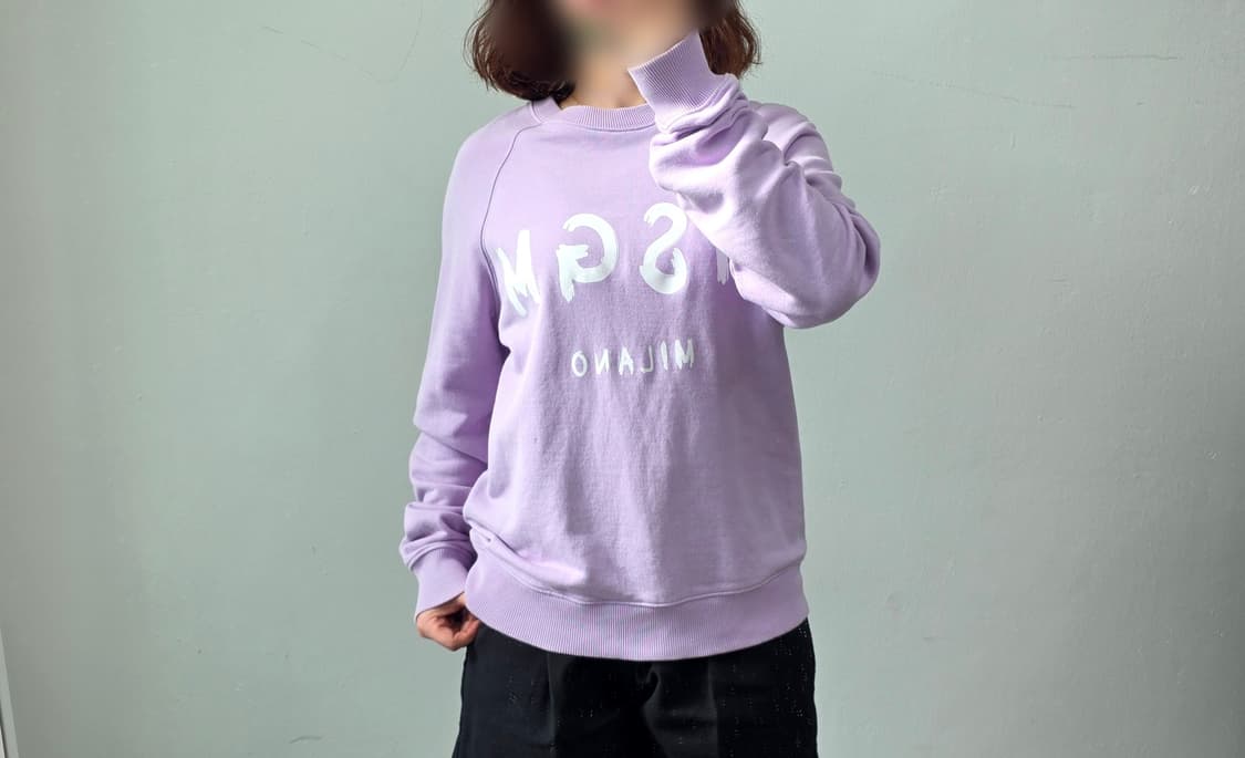 [프립]MSGM 밀라노 로고 맨투맨 연보라/라일락 상품이미지3