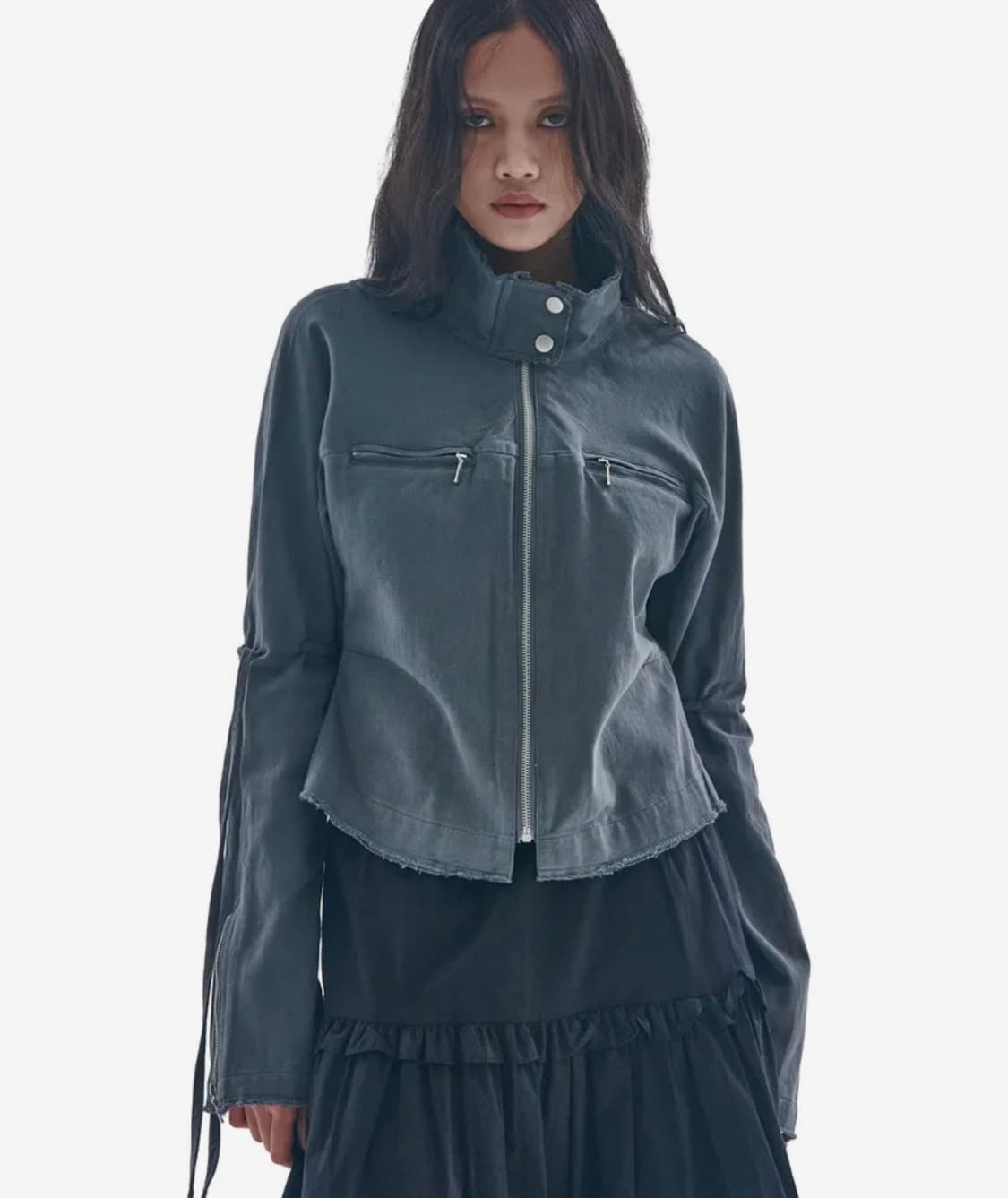 플레이스 스튜디오 데미지 빈티지 워싱스트링 라인 코튼 집업 자켓 상품이미지2