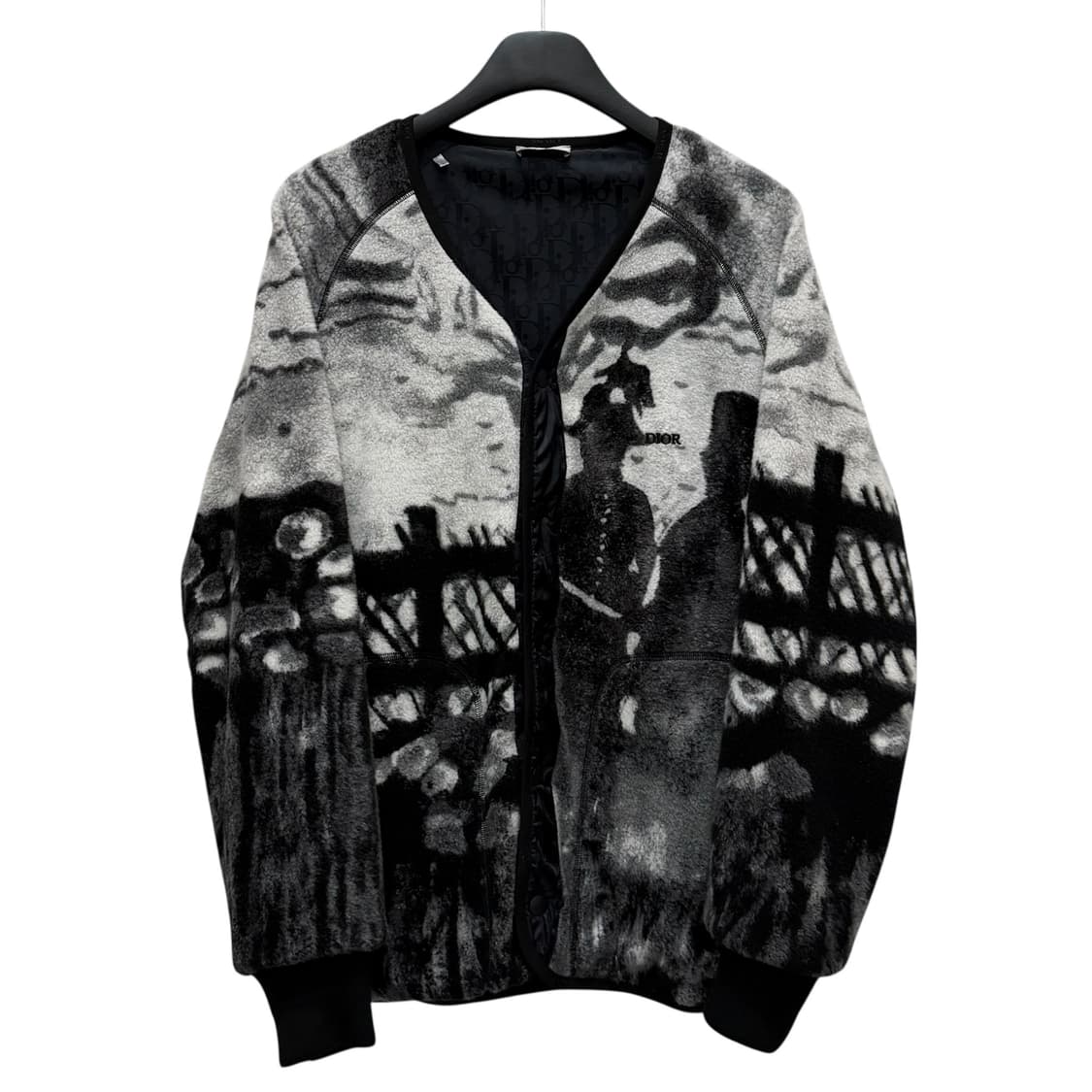 디올 × 피터 도익 울 허리 재킷 버튼다운 플리스 재킷 (100)  상품이미지3