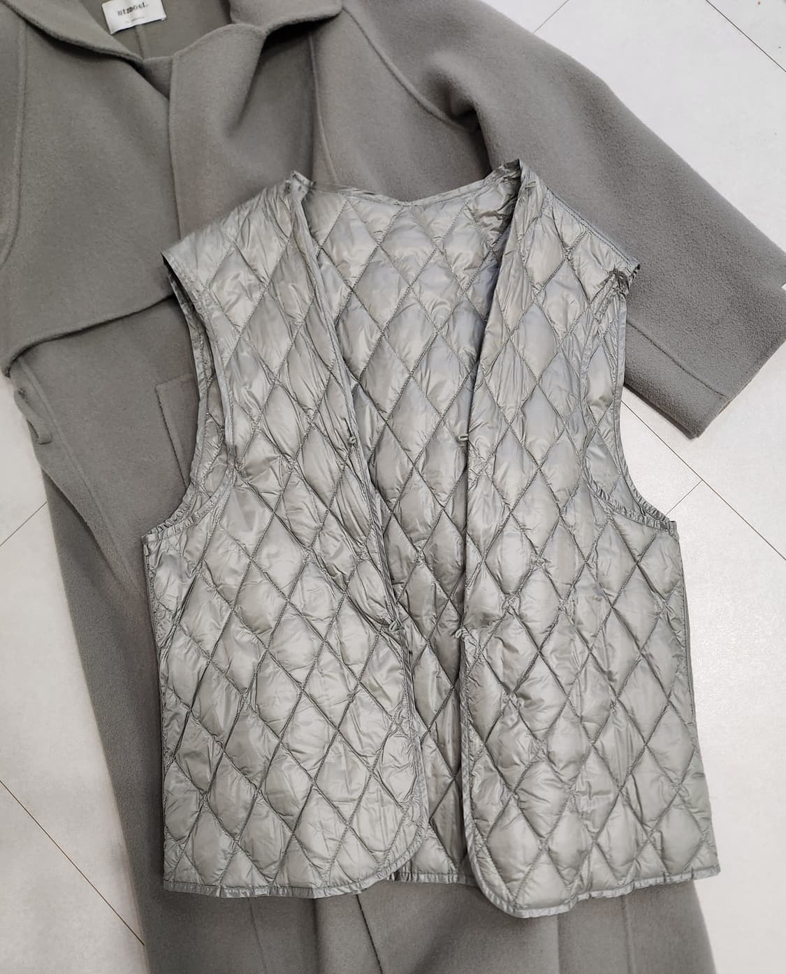 핸드메이드 울100 롱코트 구스다운내피 상품이미지5