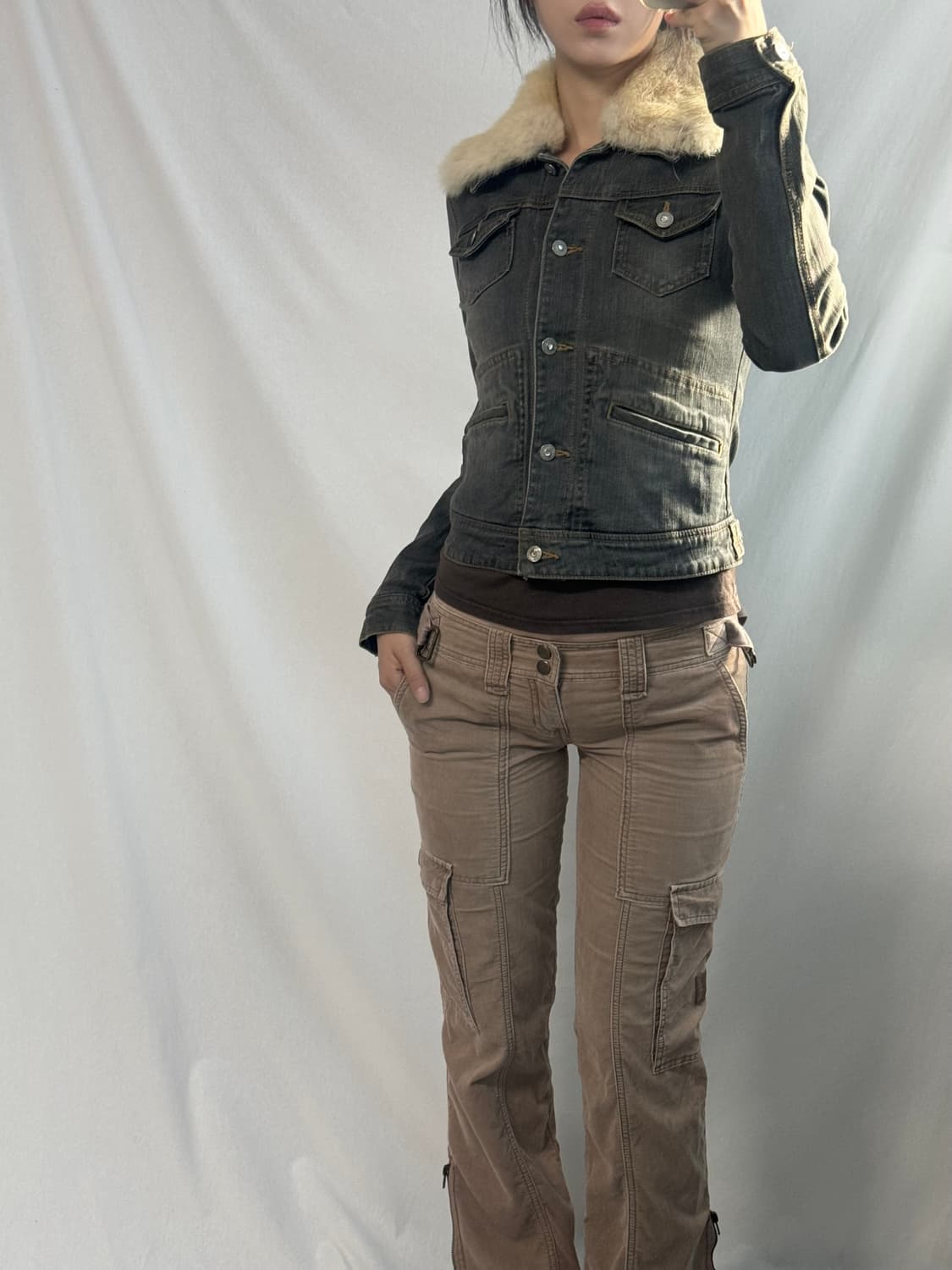 퍼 카라 데님 자켓 상품이미지6