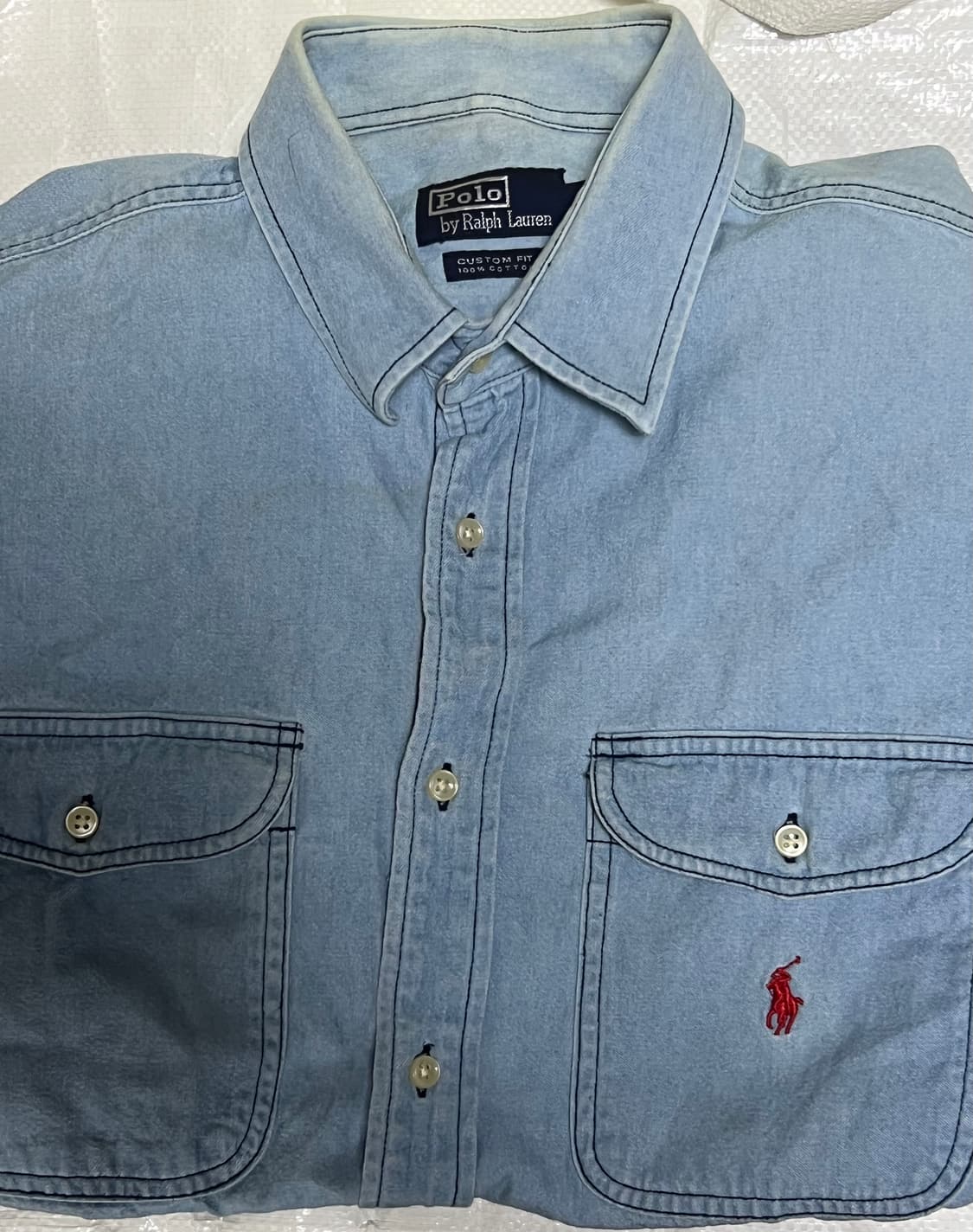 90s 폴로 데님 성조기 청남방 L 상품이미지2