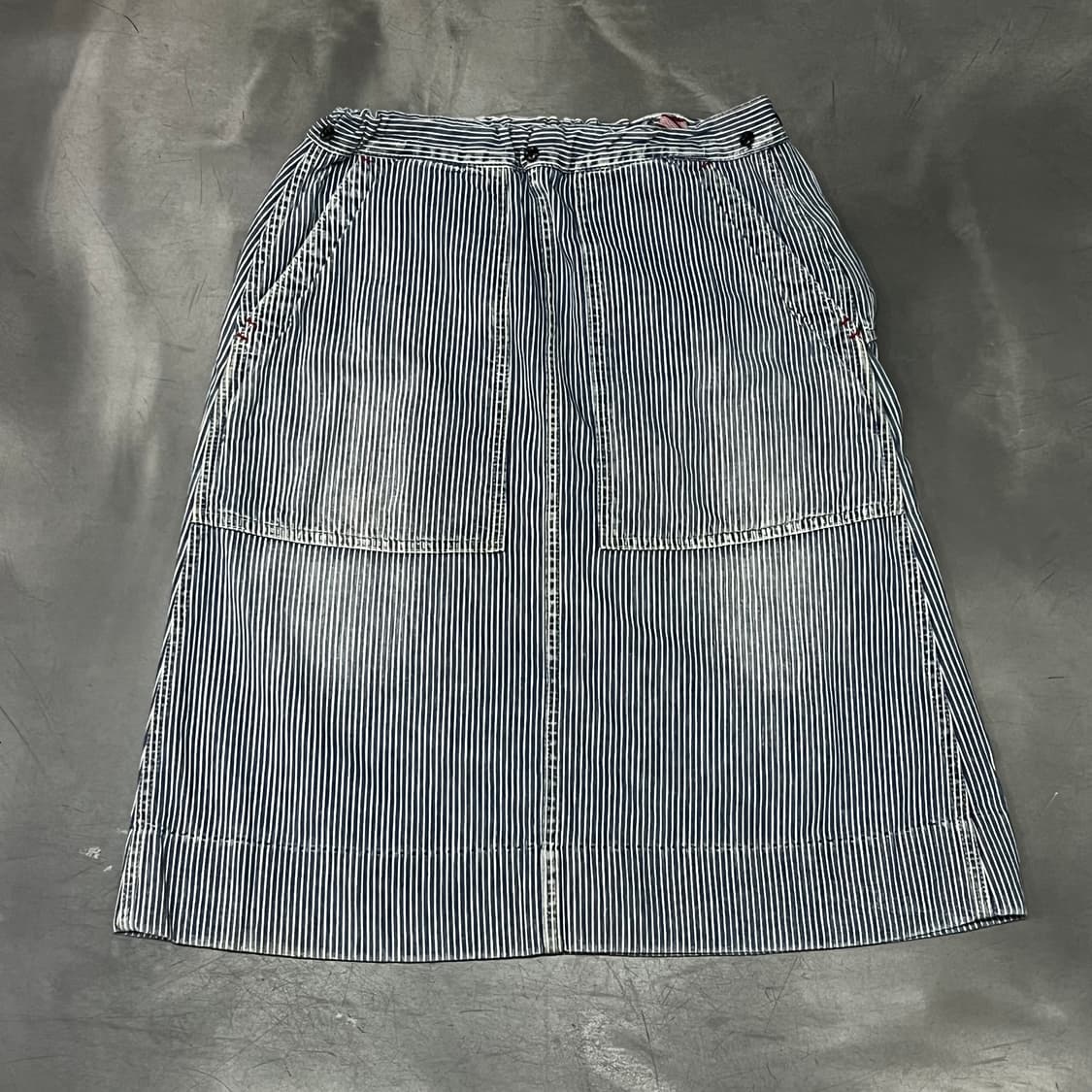  데님 앤 덩가리 스트라이프 미디 스커트 y15806 상품이미지1