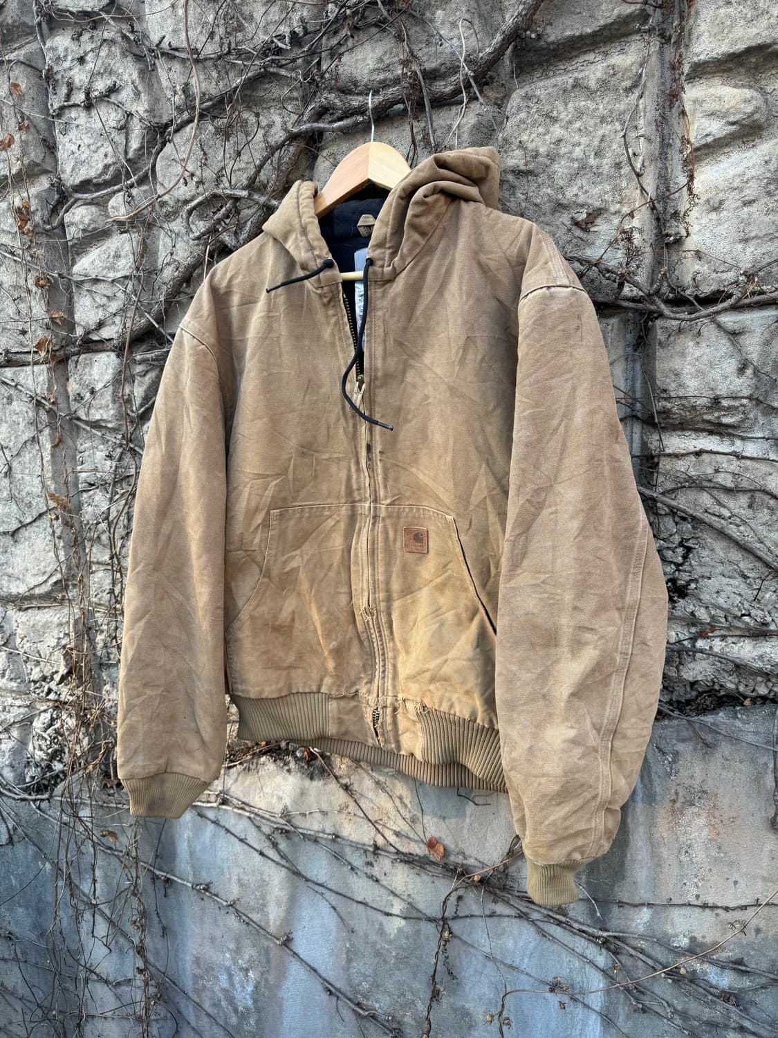 칼하트 빈티지 j130 frb 덕 액티브 캔버스 후드 워크 자켓 상품이미지3