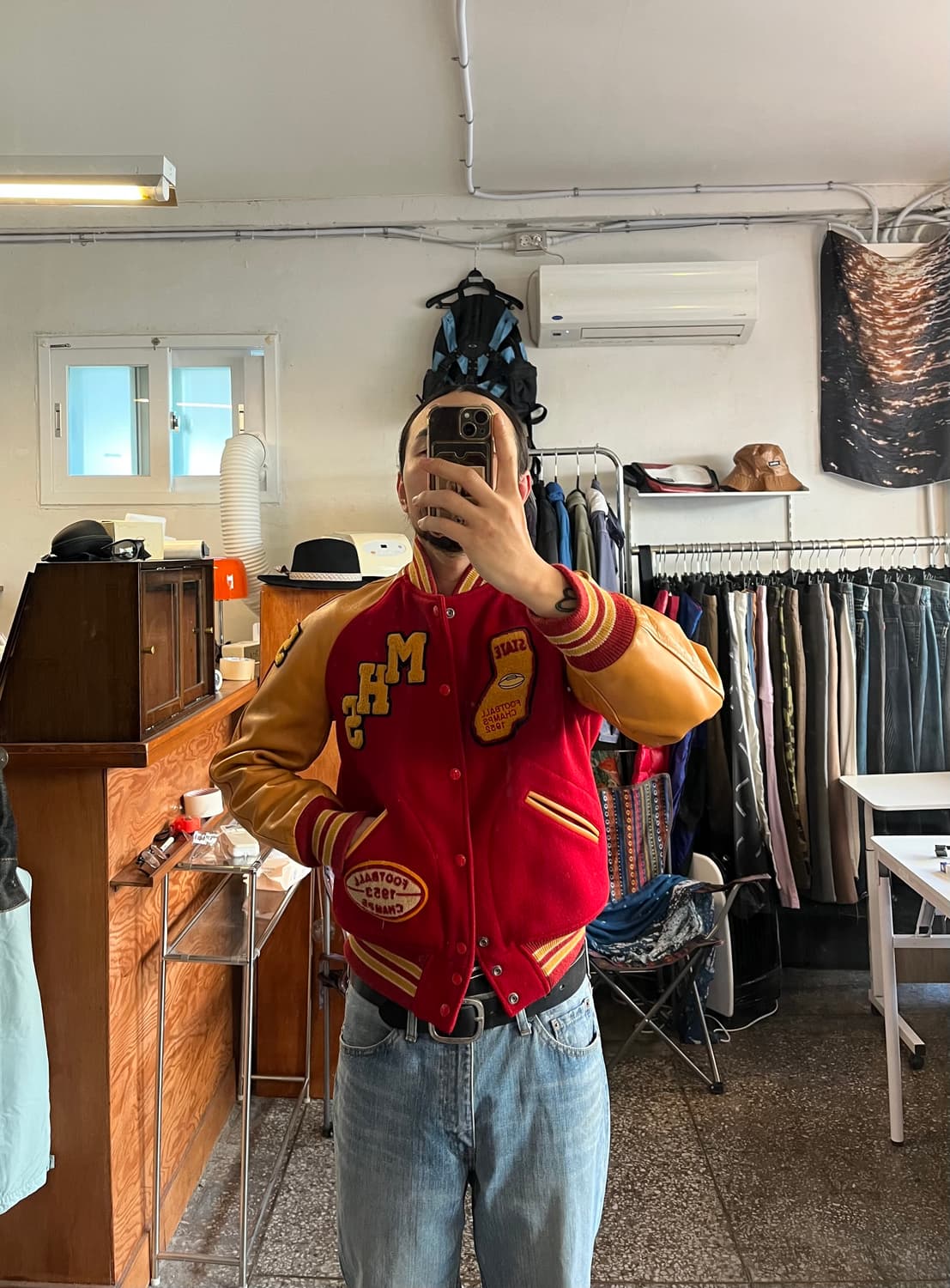 (구)리얼맥코이 90‘s 가죽 바시티 패치자켓 상품이미지2