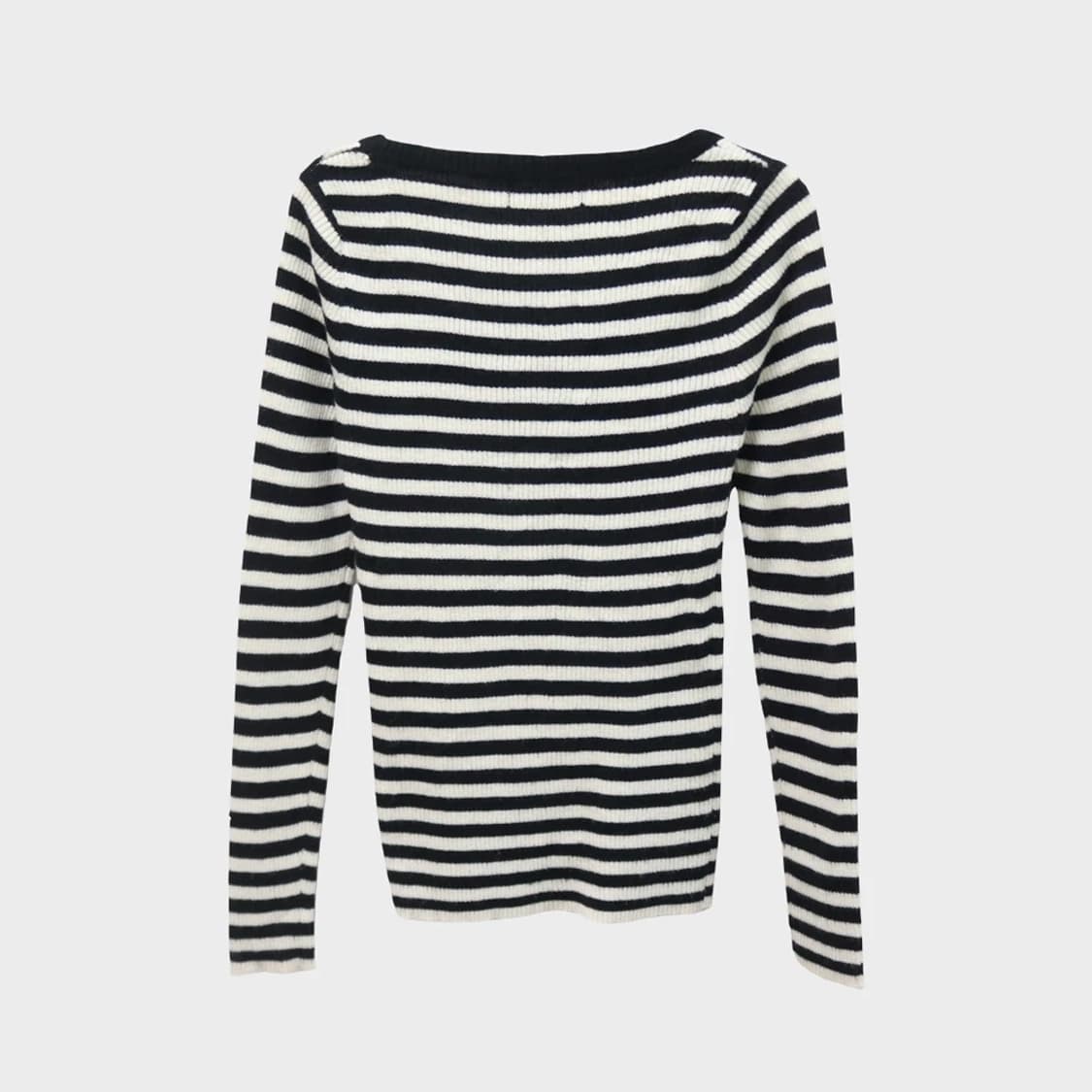 GRAZIE 스트라이프 브이넥 니트 62391 상품이미지2