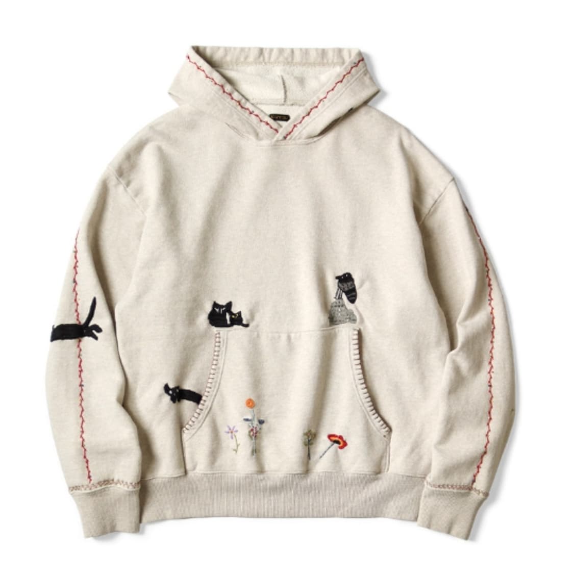 캐피탈 탑 플리스 후드 스웨트셔츠 크로우 앤 캣 자수 키나리 상품이미지1
