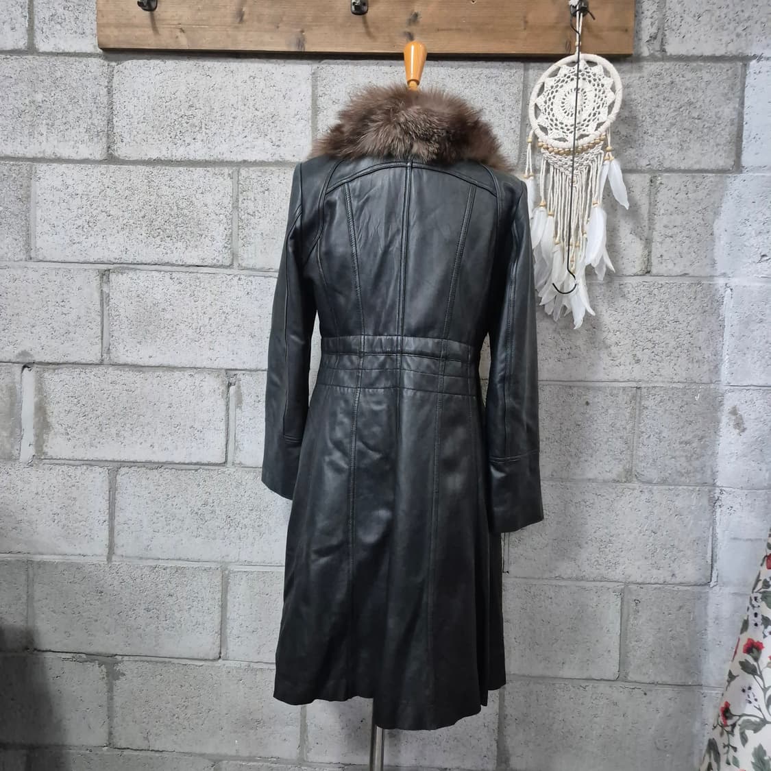 폭스배색 가죽코트 상품이미지7