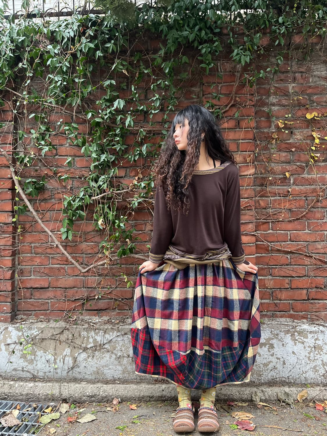일본무드 체크 벌룬 스커트 상품이미지1