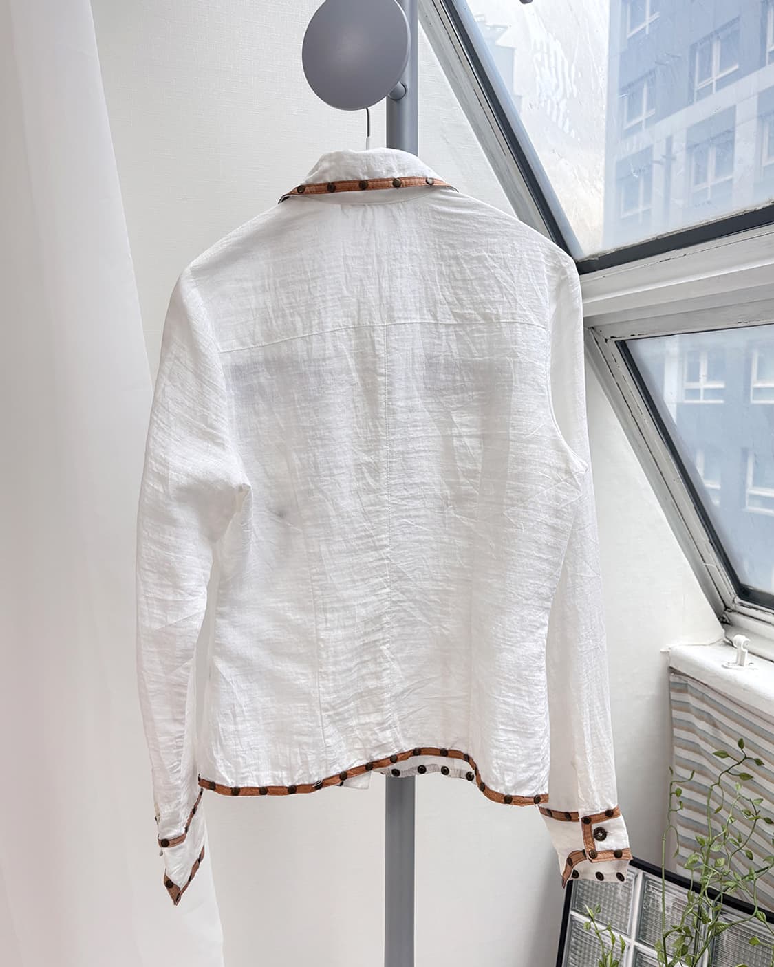 보헤미안 레더 트리밍 스커트 포인트 셔츠 상품이미지4