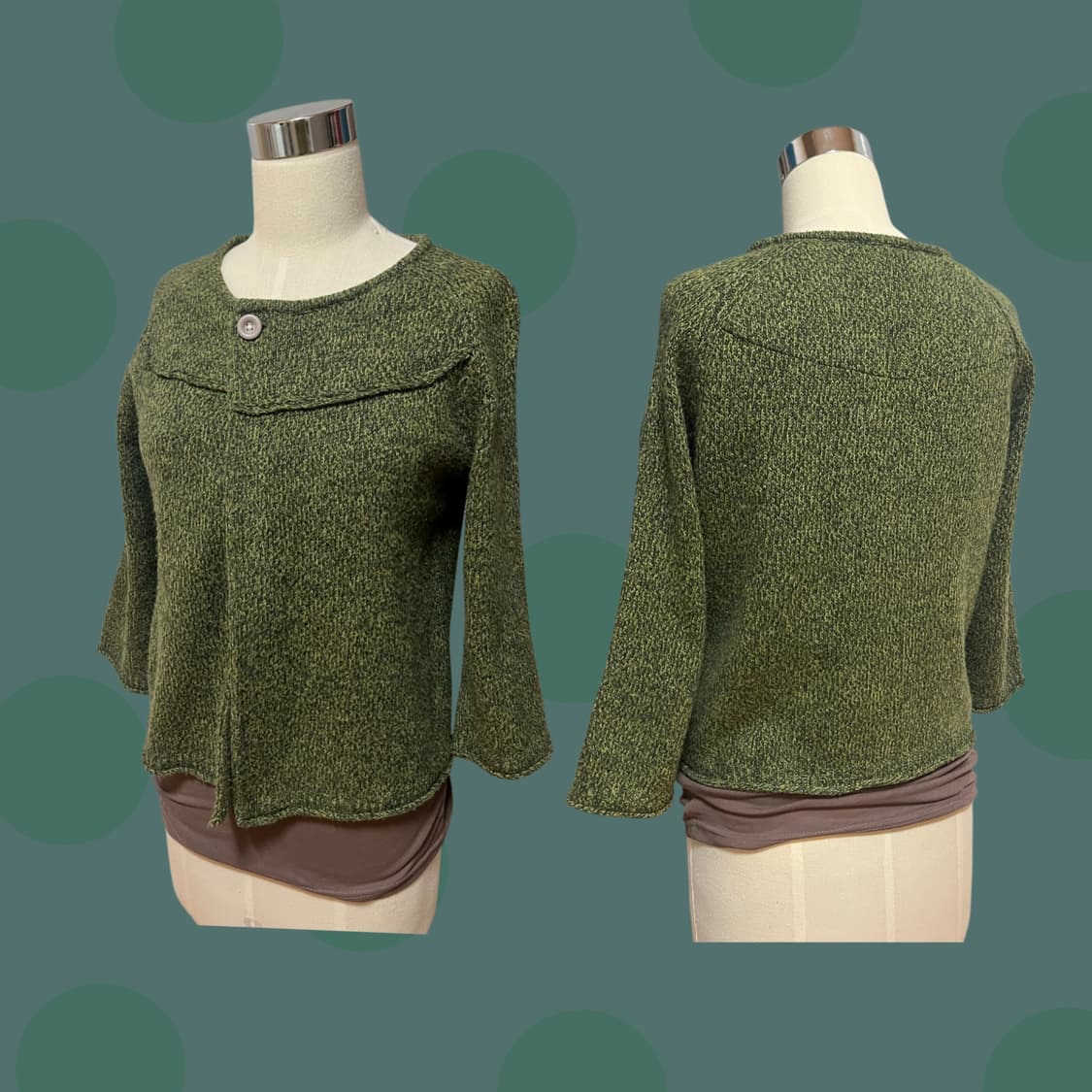 빈티지 7부 소매 단추 니트 가디건 상품이미지2