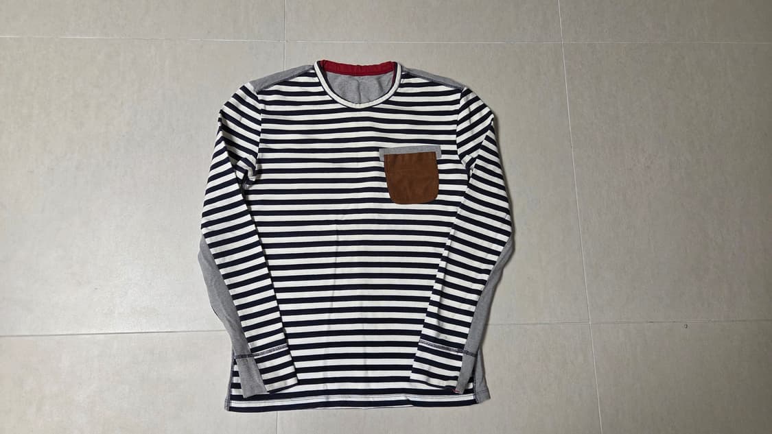 시스템 옴므 스웨이드 포켓 스트라이프 티셔츠  상품이미지1