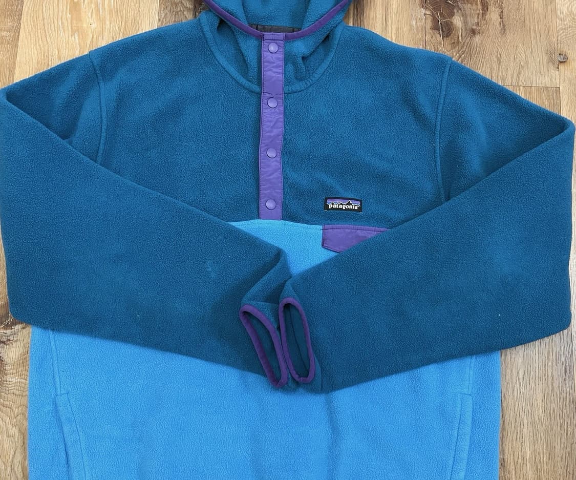 13FW 파타고니아 신칠라 후드 스냅-T 플리스 틸 스카이블루 퍼플 포켓 상품이미지6
