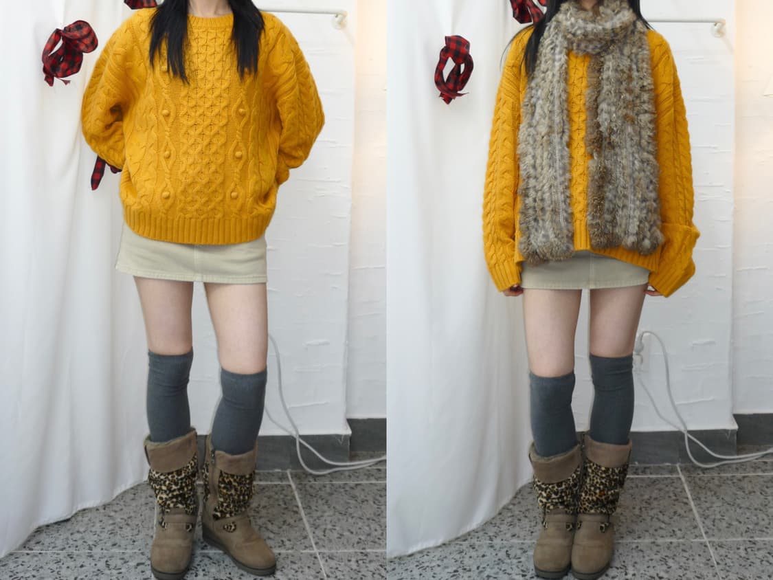 Pom Pom mustard knit 상품이미지1
