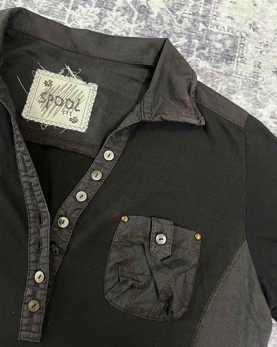 Grunge Vintage Button-Up Pocket T-shirts 상품이미지6