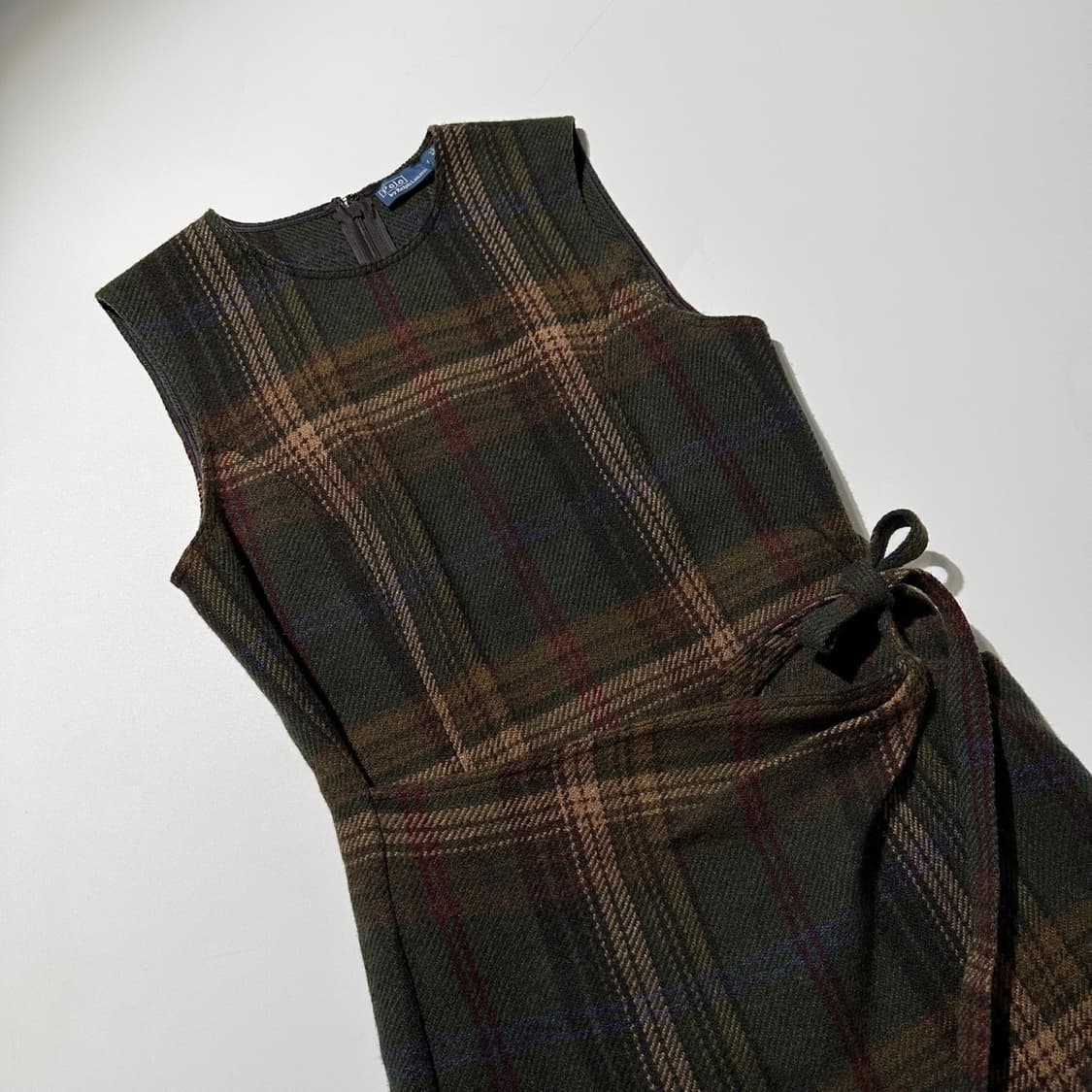 24fw 폴로 랄프로렌 플래드 체크 포 랩 슬리브리스 드레스 원피스 상품이미지5