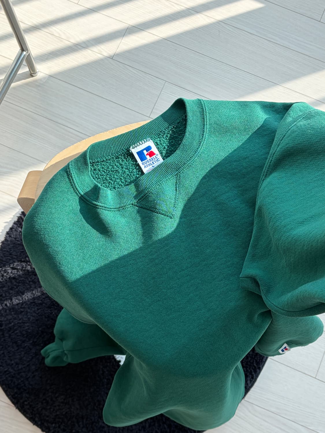 90s 러셀 미제 50 50 딥그린 플레인 스웻 L (103) 상품이미지1