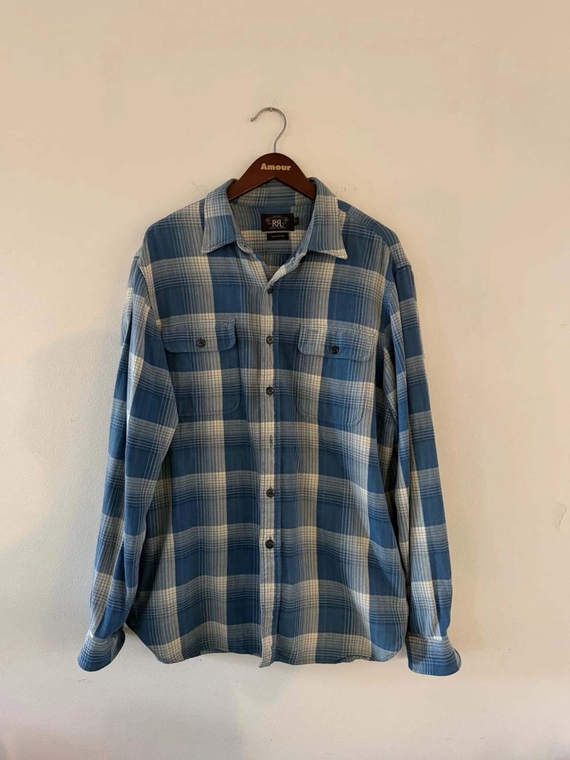 RRL 더블알엘 플레이드 블루 체크 셔츠 상품이미지1