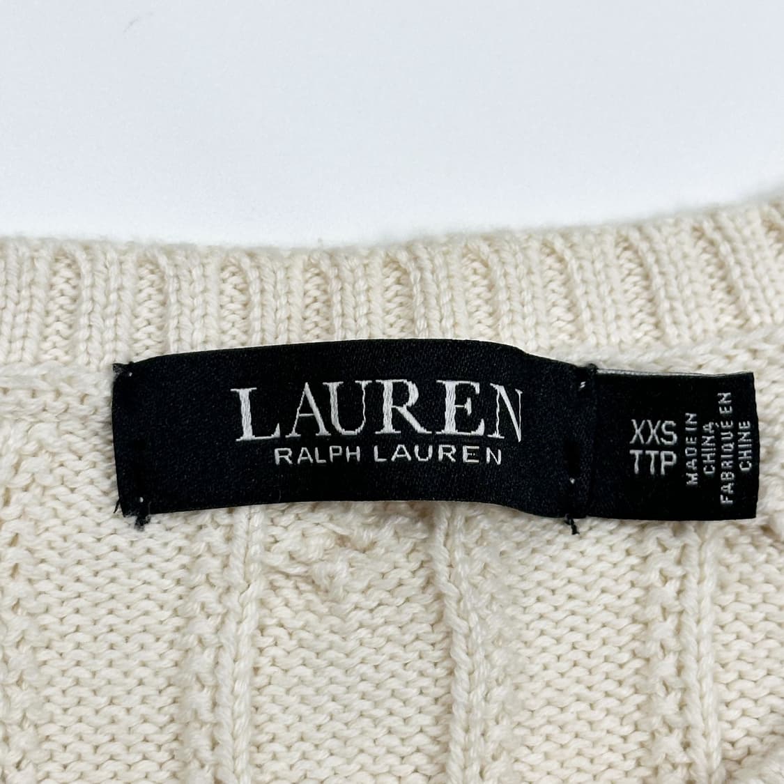 폴로 랄프로렌 클래식 자수로고 금장 케이블니트 아이보리 여성2XS 상품이미지4