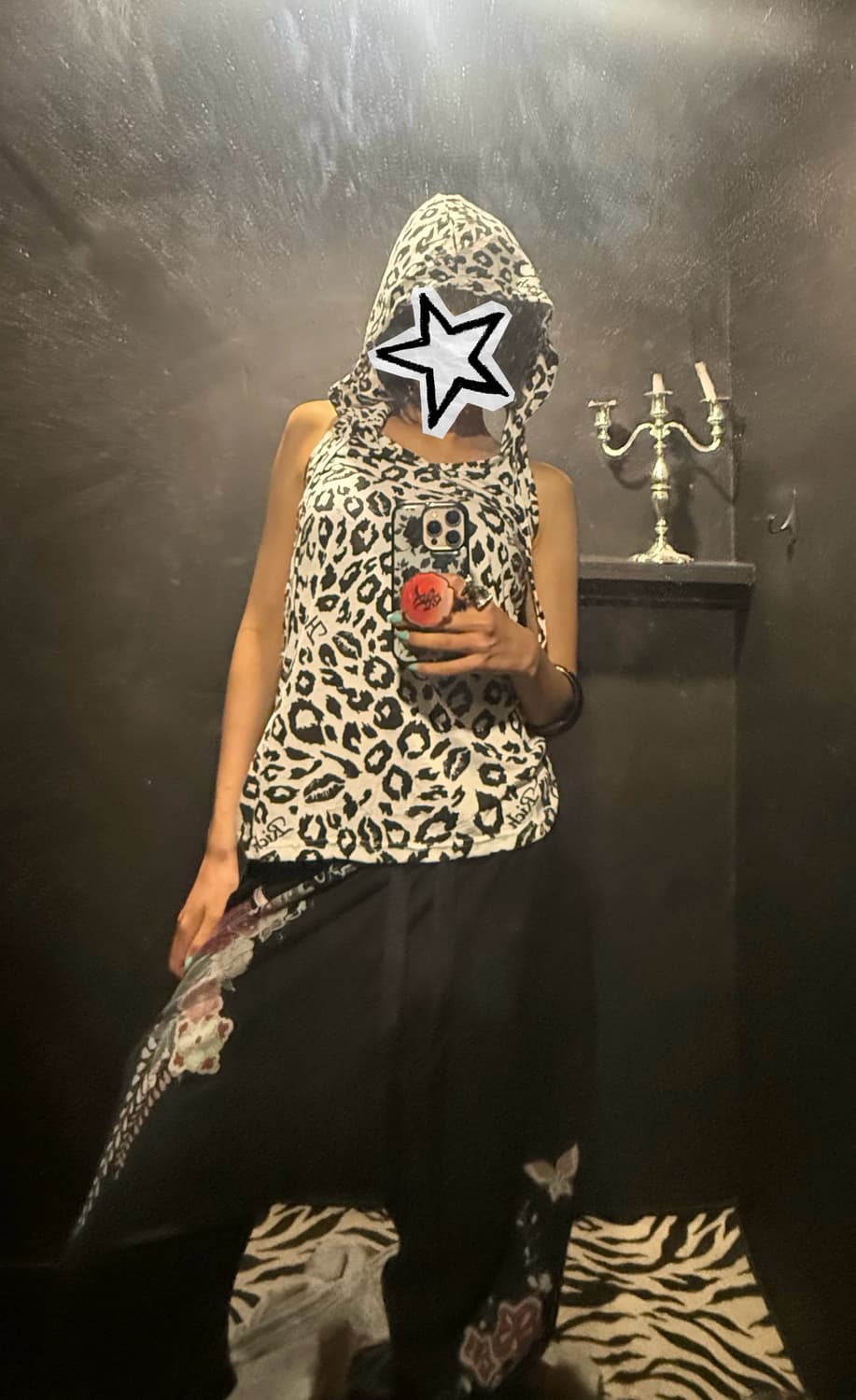 Gyaru y2k 갸루 입술 레오파드 나시 상품이미지3