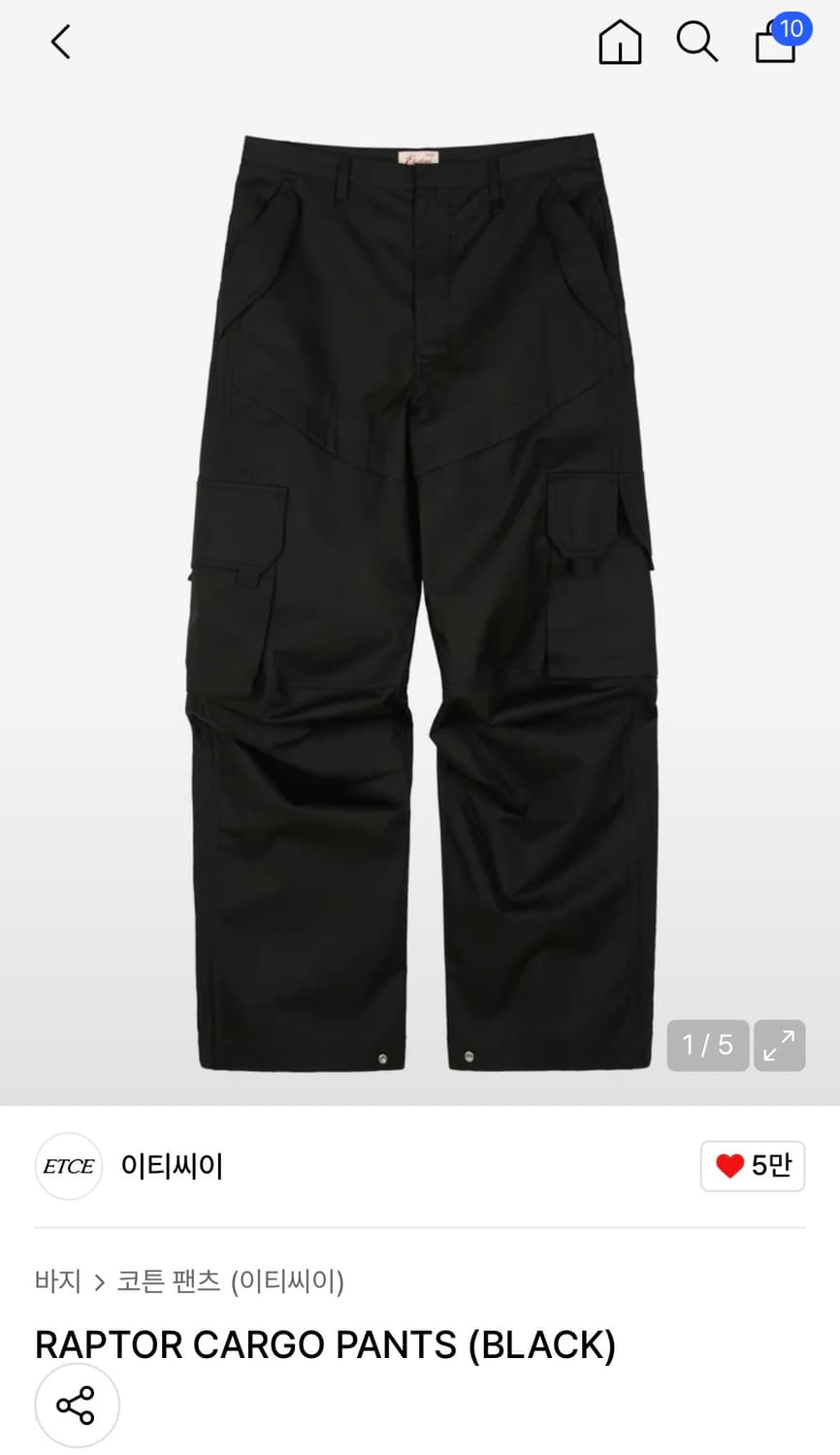 ETCE 23FW 랩터카고팬츠 블랙 m 상품이미지1