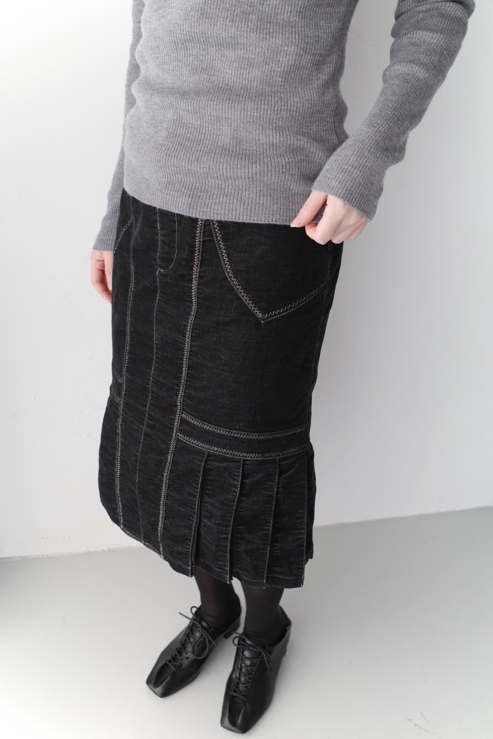 stitch pleats denim skirt  상품이미지9