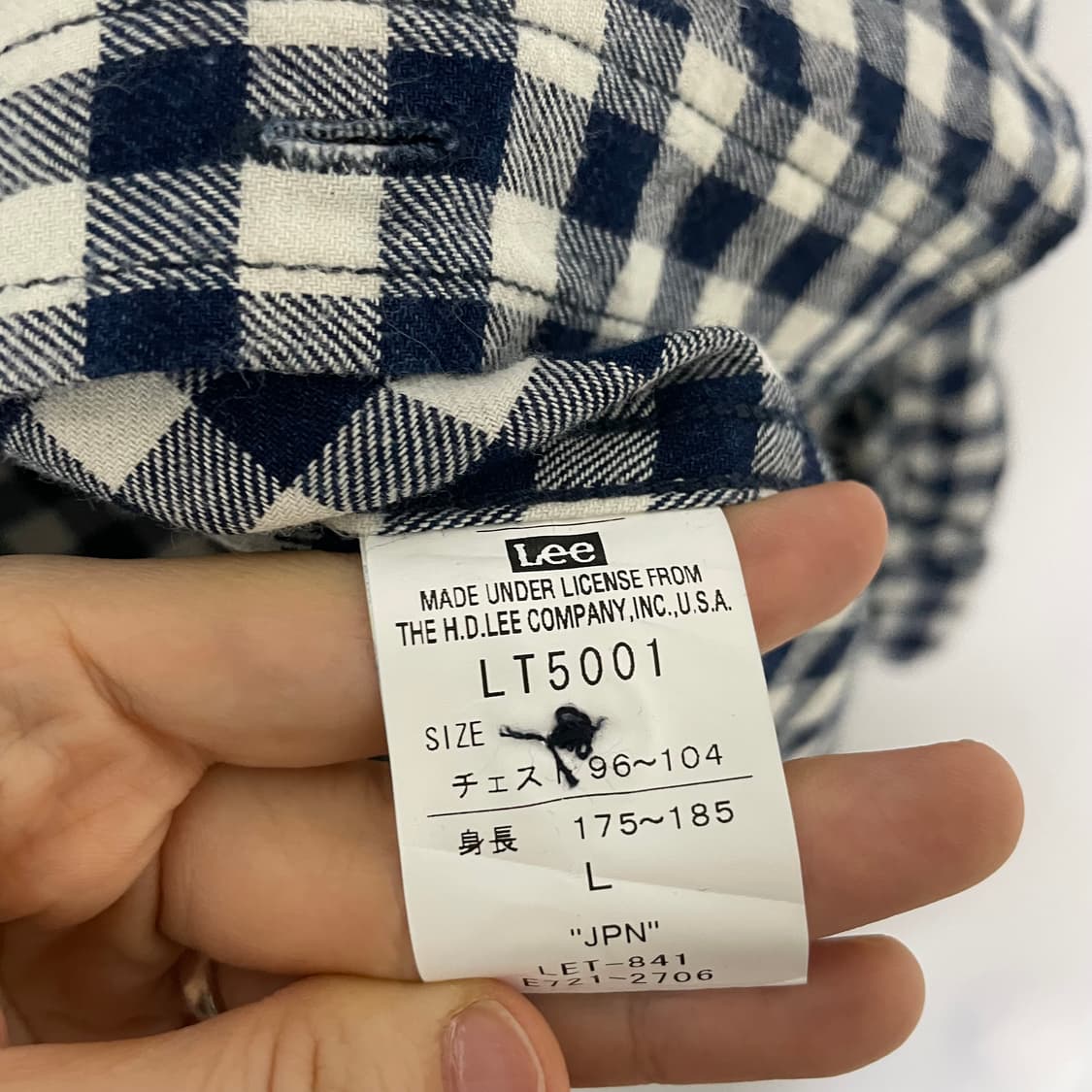 Lee 리 깅엄 체크 셔츠 남방 긴팔 일본 빈티지 셔츠 네이비 상품이미지3