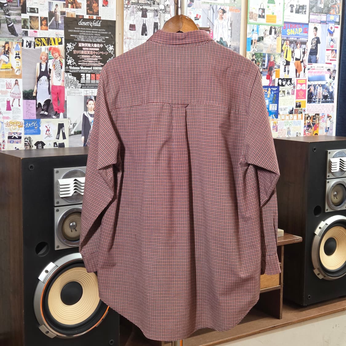 컬럼비아 레드 잔체크 아메카지 오버핏 셔츠 상품이미지5