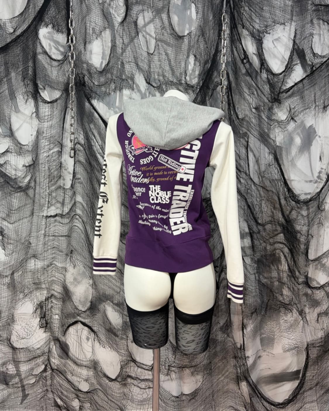 Y2K Kitsch lettering violethoodie zip up 상품이미지5