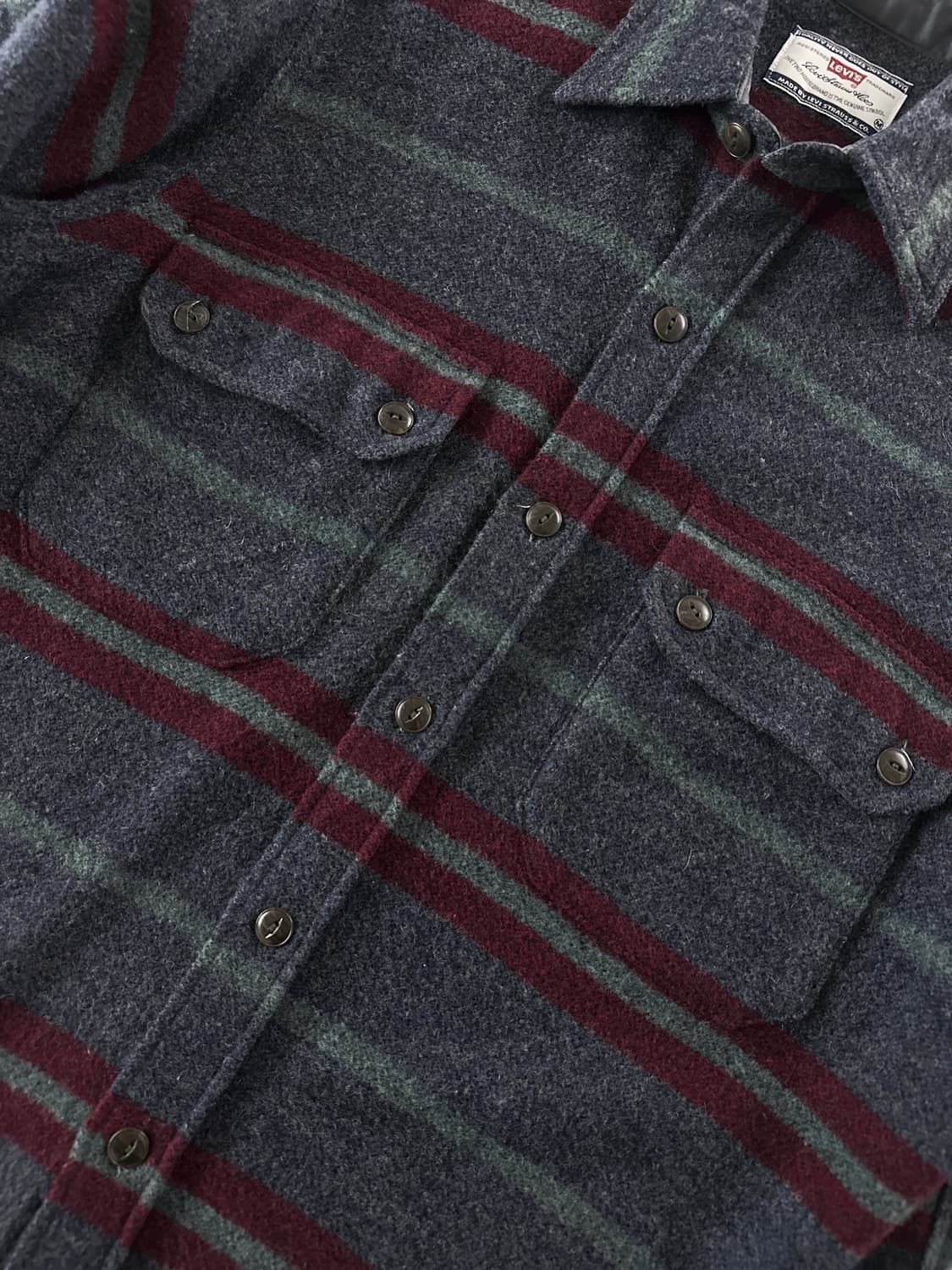 90s 빈티지 리바이스 울 블랜드 스트라이프 셔츠 상품이미지5