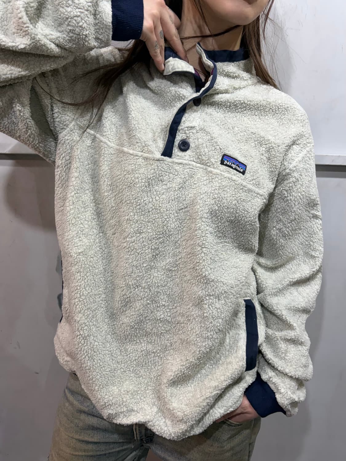 90s PATAGONIA ivory button fleece 상품이미지3