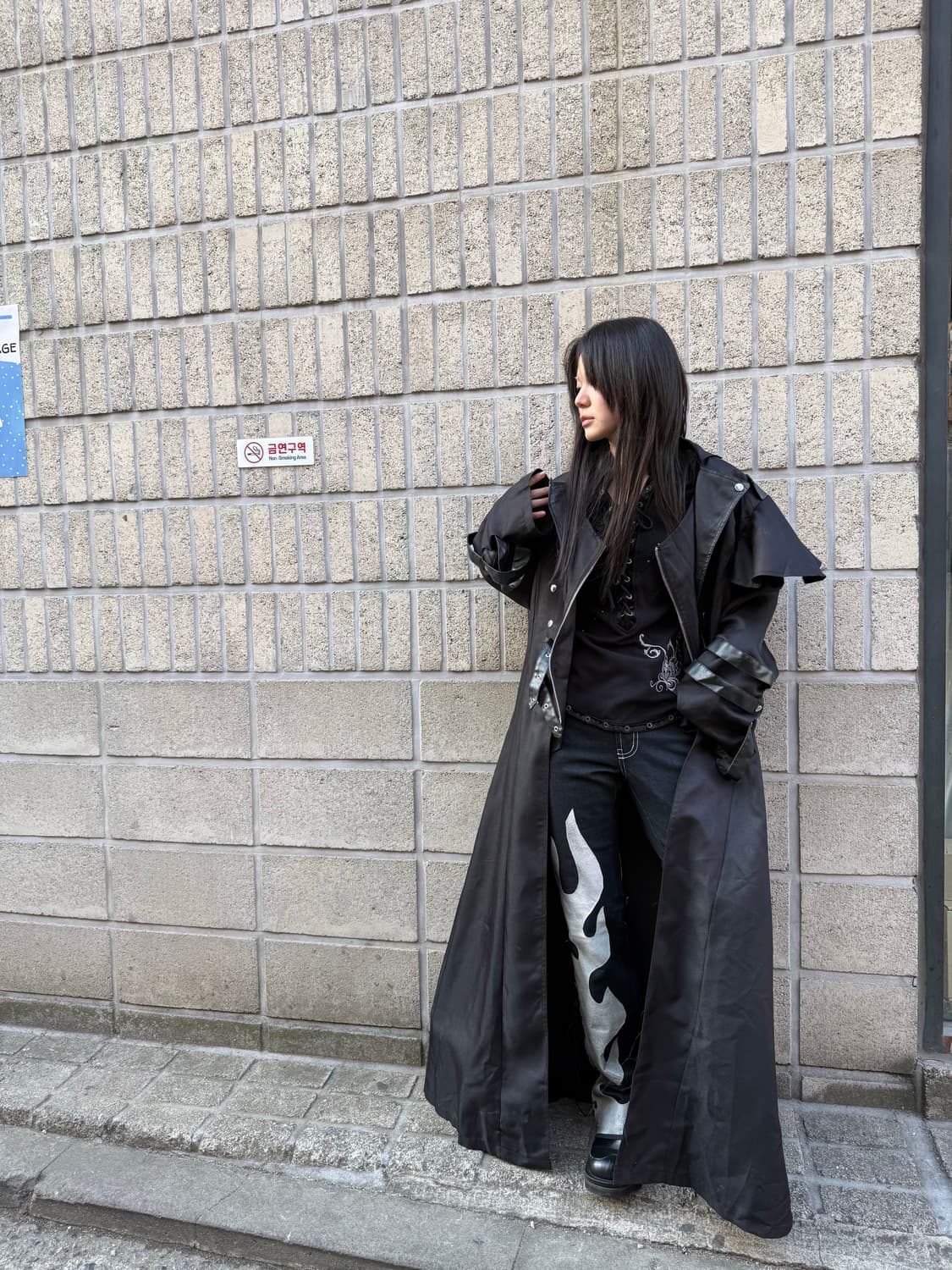 오버핏 고딕 펑크 무드 롱 코트 상품이미지6