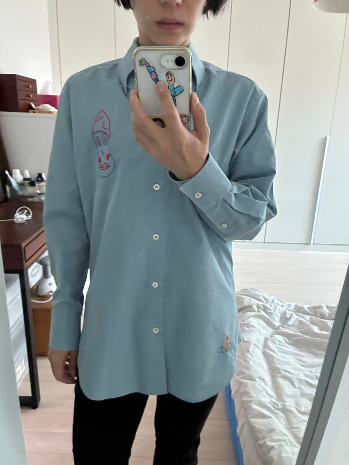 (민트급) Vivienne Westwood 블루 자수 셔츠 46사이즈 상품이미지6