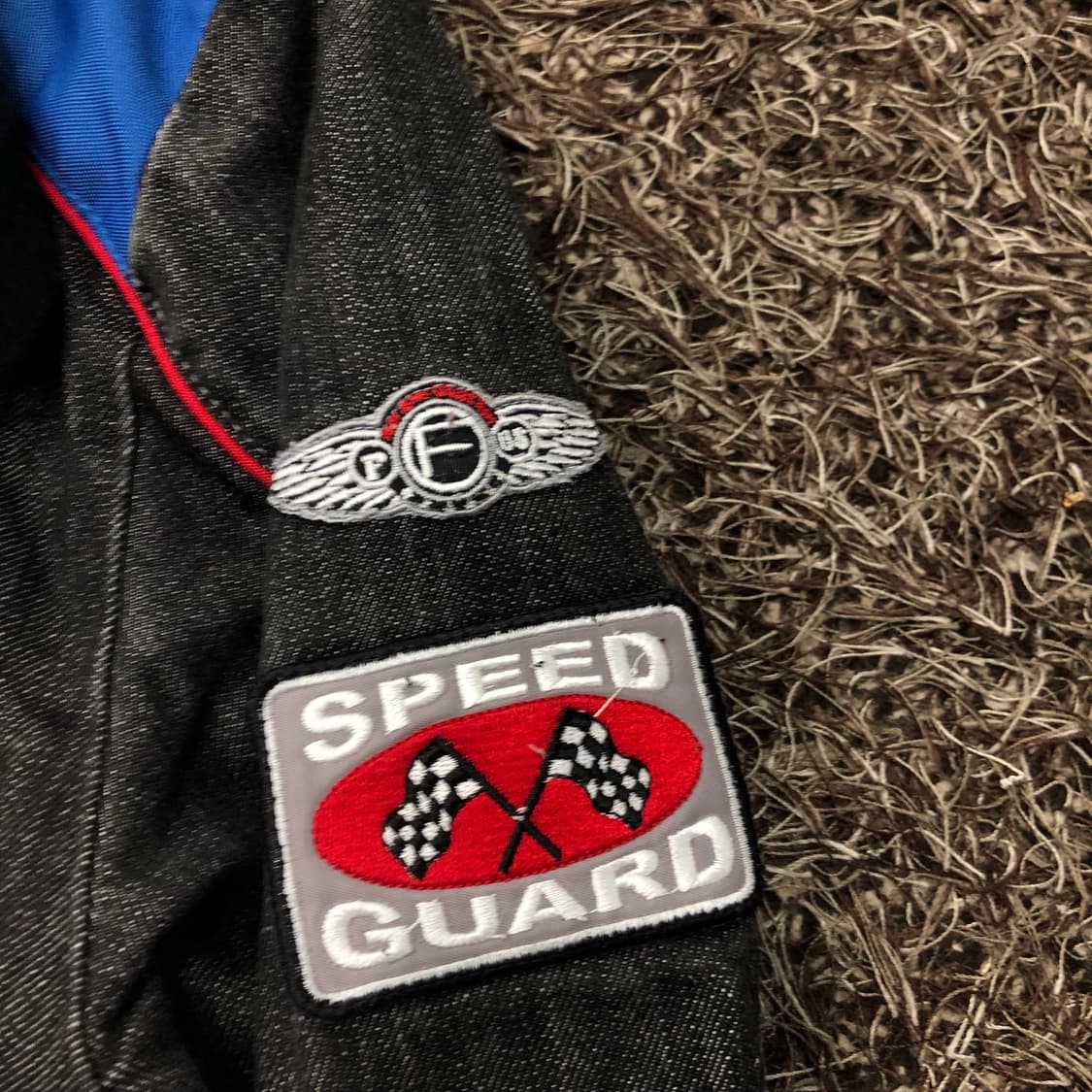 후부 데님 후디드 레이싱 바이커 자켓  상품이미지4