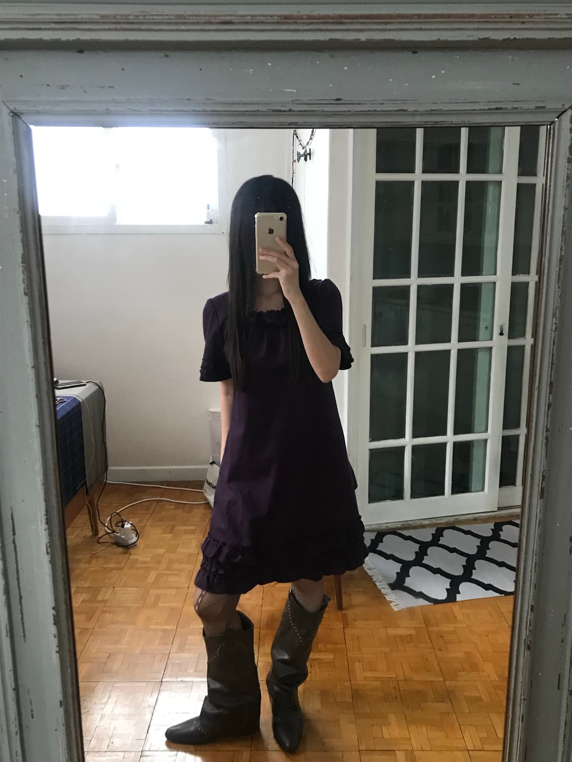 vintage purple frill one-piece 상품이미지5