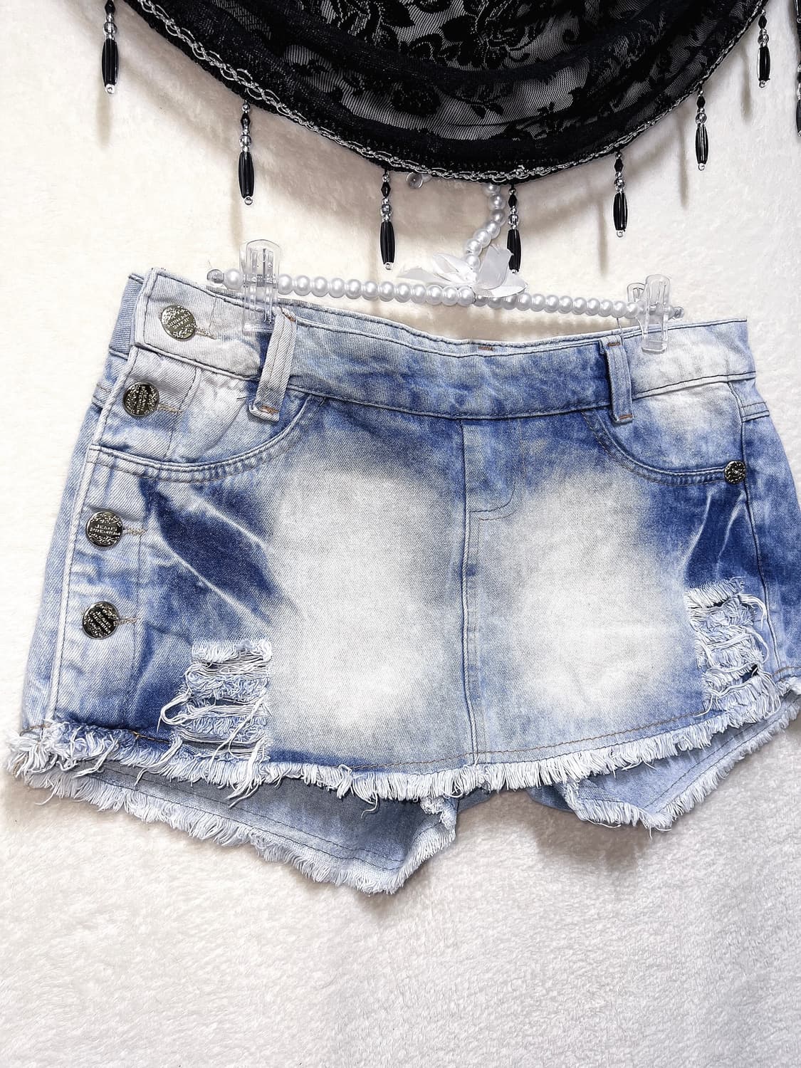 아이스진 오네갸루 펑크 y2k 와투케 00s 데님 버튼 미니스커트 핫팬츠 상품이미지1