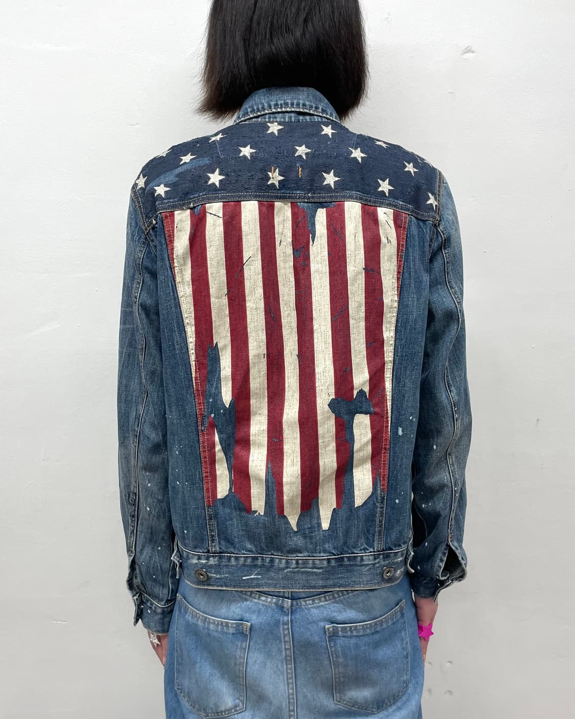 American flag washing denim jacket 상품이미지1